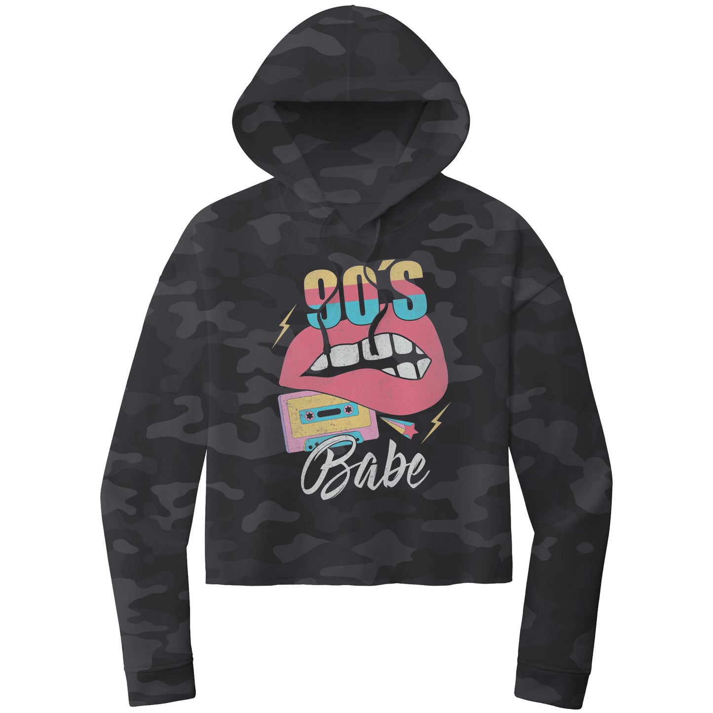 90's Babe Hooded Cropped Sweatshirt, 90's Retro Cropped Hoodie, Retro Hoodie Sweatshirt, Cassette Tape Hoodie