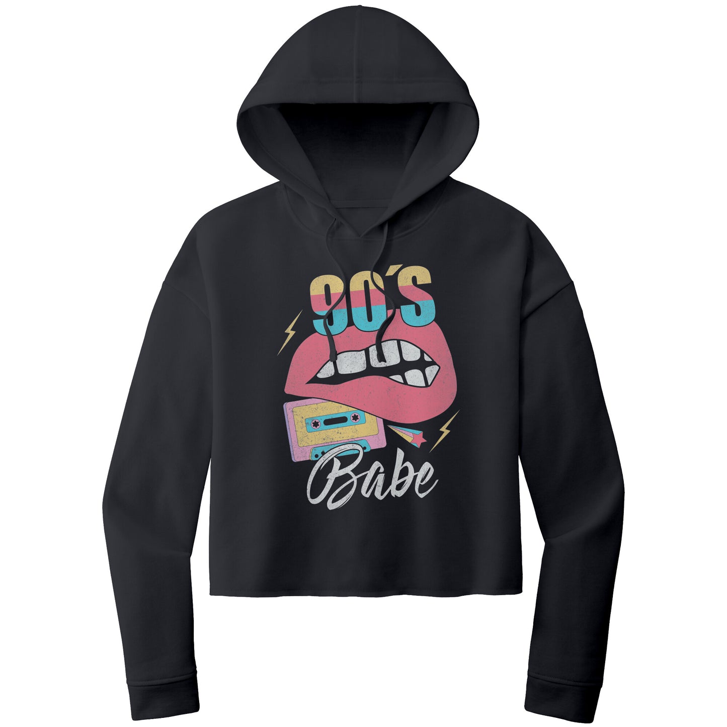 90's Babe Hooded Cropped Sweatshirt, 90's Retro Cropped Hoodie, Retro Hoodie Sweatshirt, Cassette Tape Hoodie