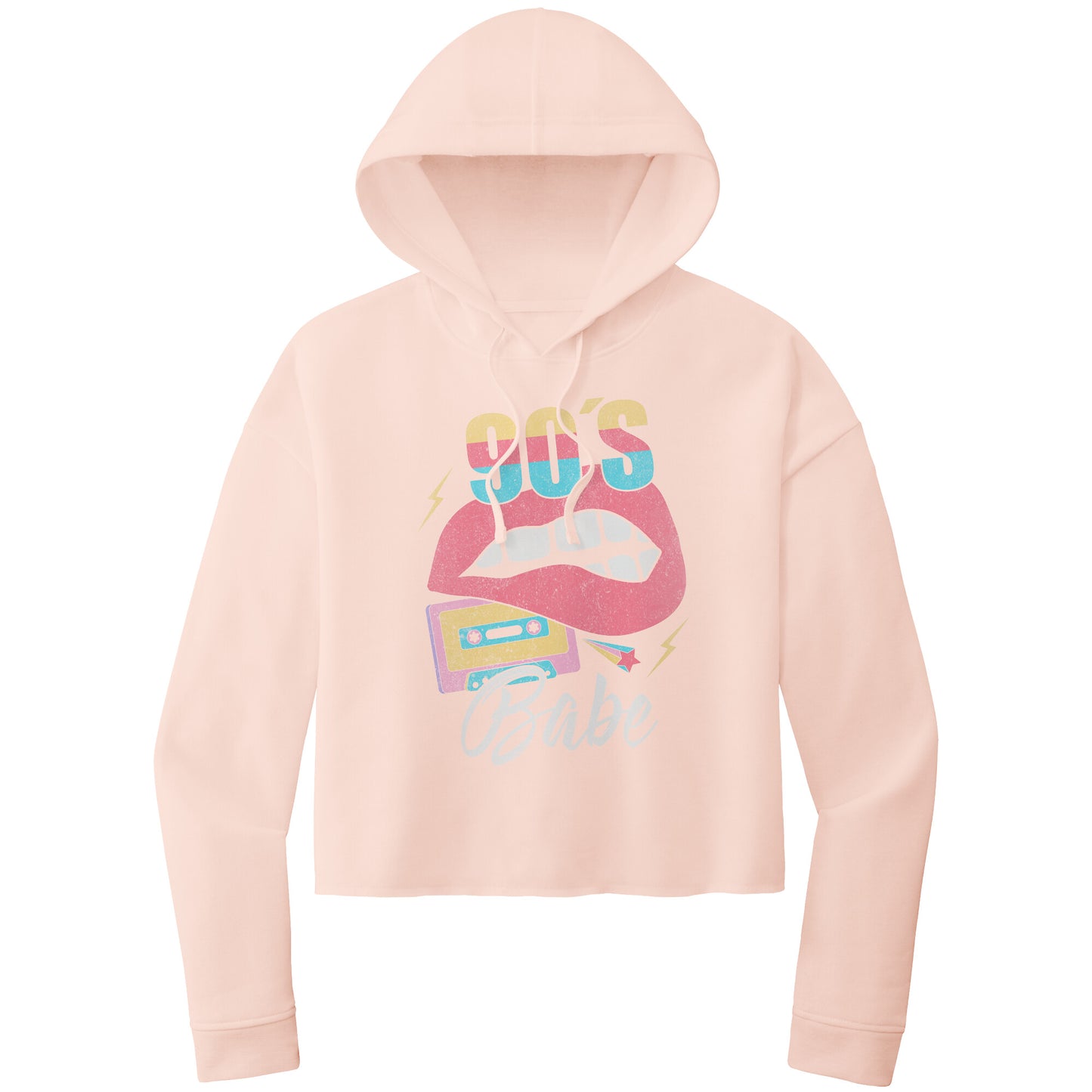 90's Babe Hooded Cropped Sweatshirt, 90's Retro Cropped Hoodie, Retro Hoodie Sweatshirt, Cassette Tape Hoodie