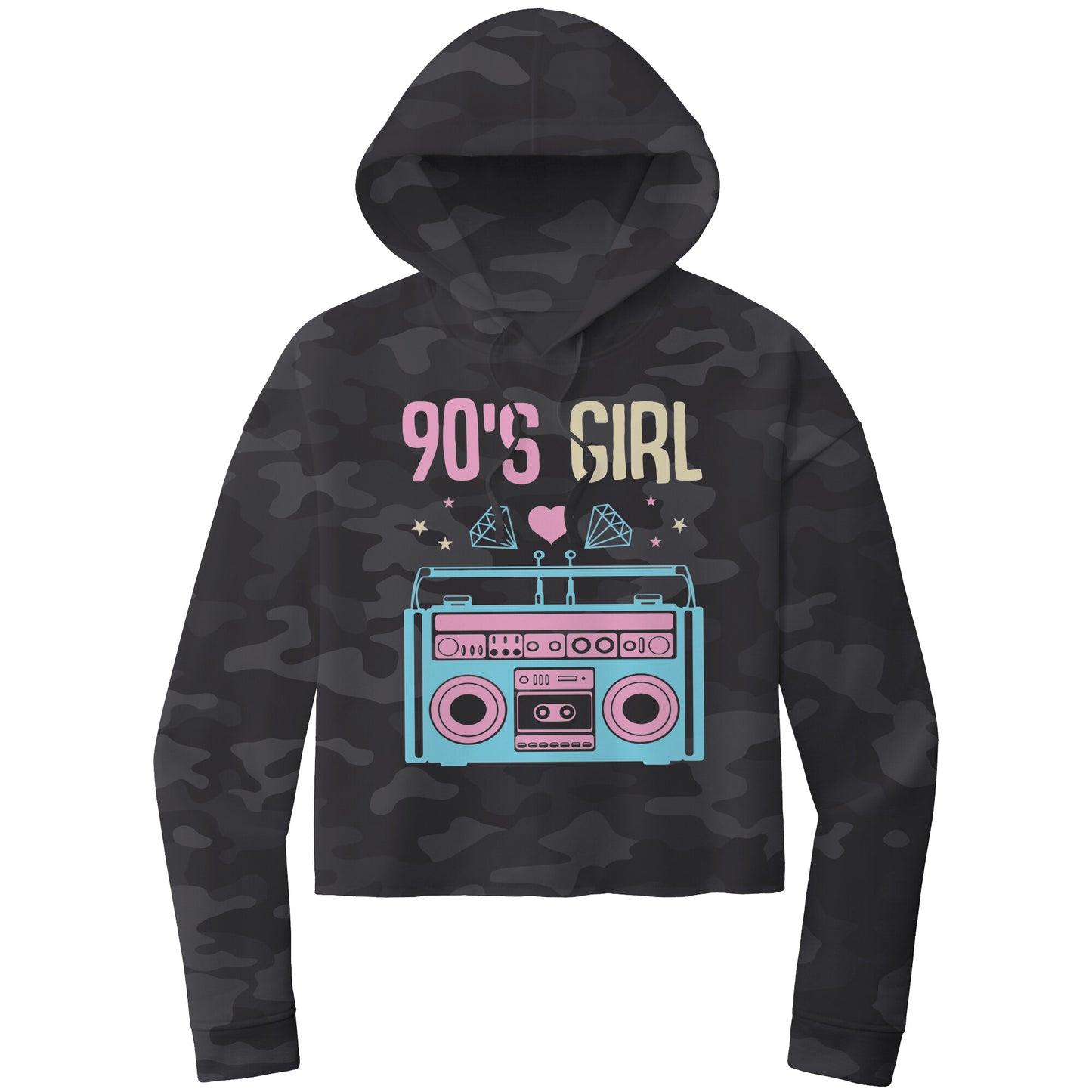 90's Girl Hooded Cropped Sweatshirt, 90's Retro Cropped Hoodie, Retro Hoodie Sweatshirt, Cassette Tape Hoodie