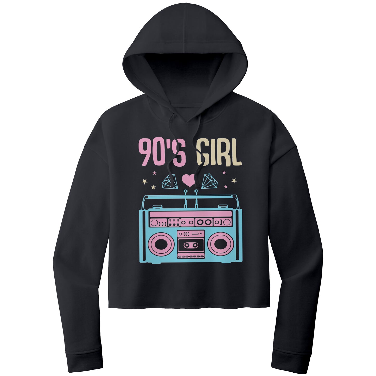 90's Girl Hooded Cropped Sweatshirt, 90's Retro Cropped Hoodie, Retro Hoodie Sweatshirt, Cassette Tape Hoodie
