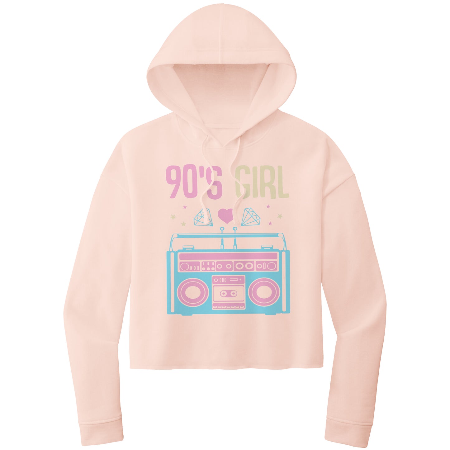 90's Girl Hooded Cropped Sweatshirt, 90's Retro Cropped Hoodie, Retro Hoodie Sweatshirt, Cassette Tape Hoodie