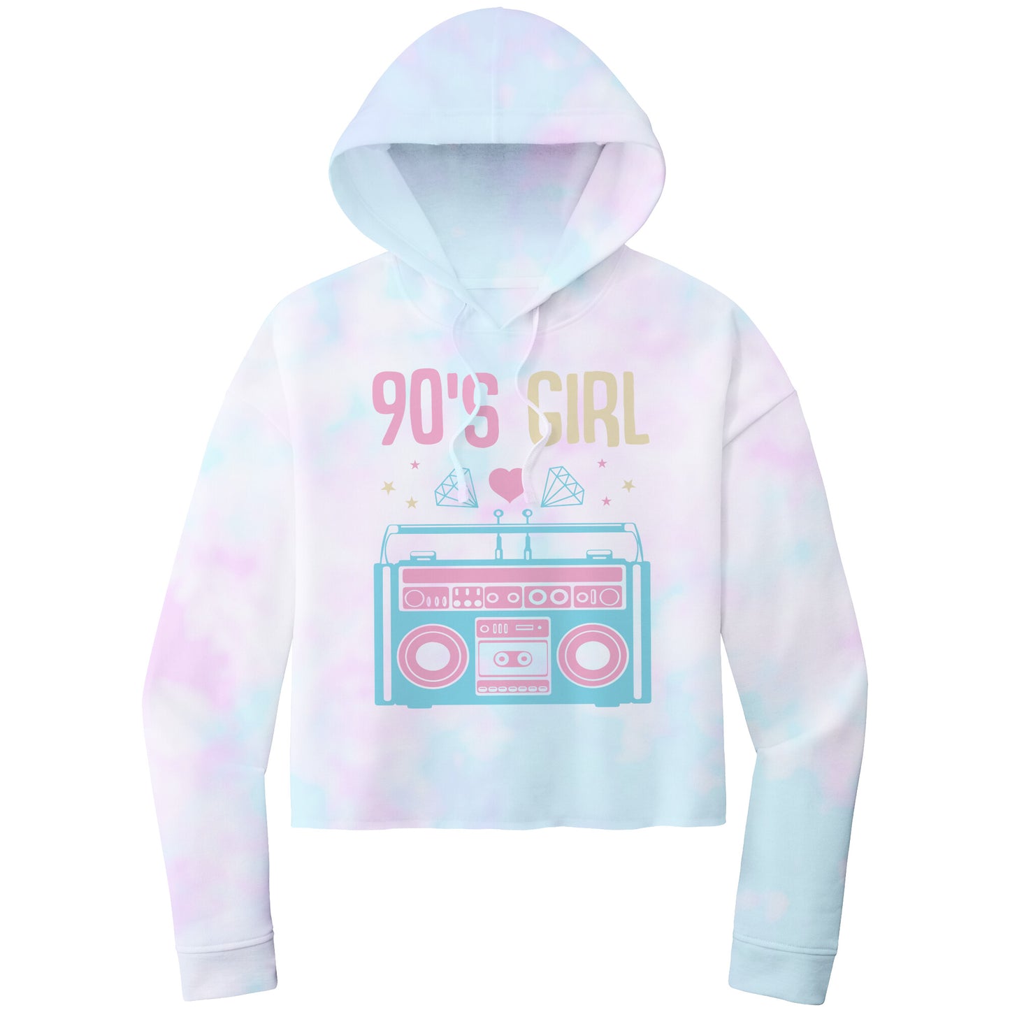 90's Girl Hooded Cropped Sweatshirt, 90's Retro Cropped Hoodie, Retro Hoodie Sweatshirt, Cassette Tape Hoodie