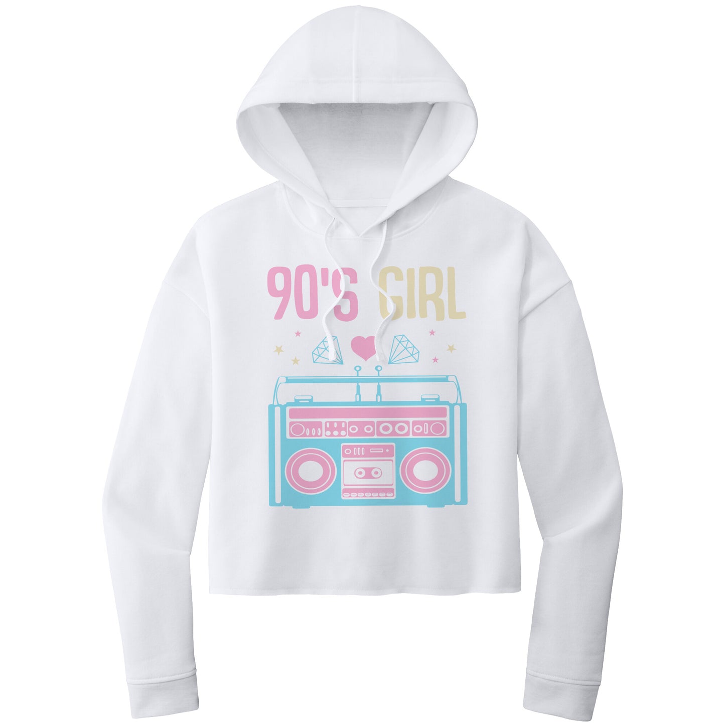 90's Girl Hooded Cropped Sweatshirt, 90's Retro Cropped Hoodie, Retro Hoodie Sweatshirt, Cassette Tape Hoodie
