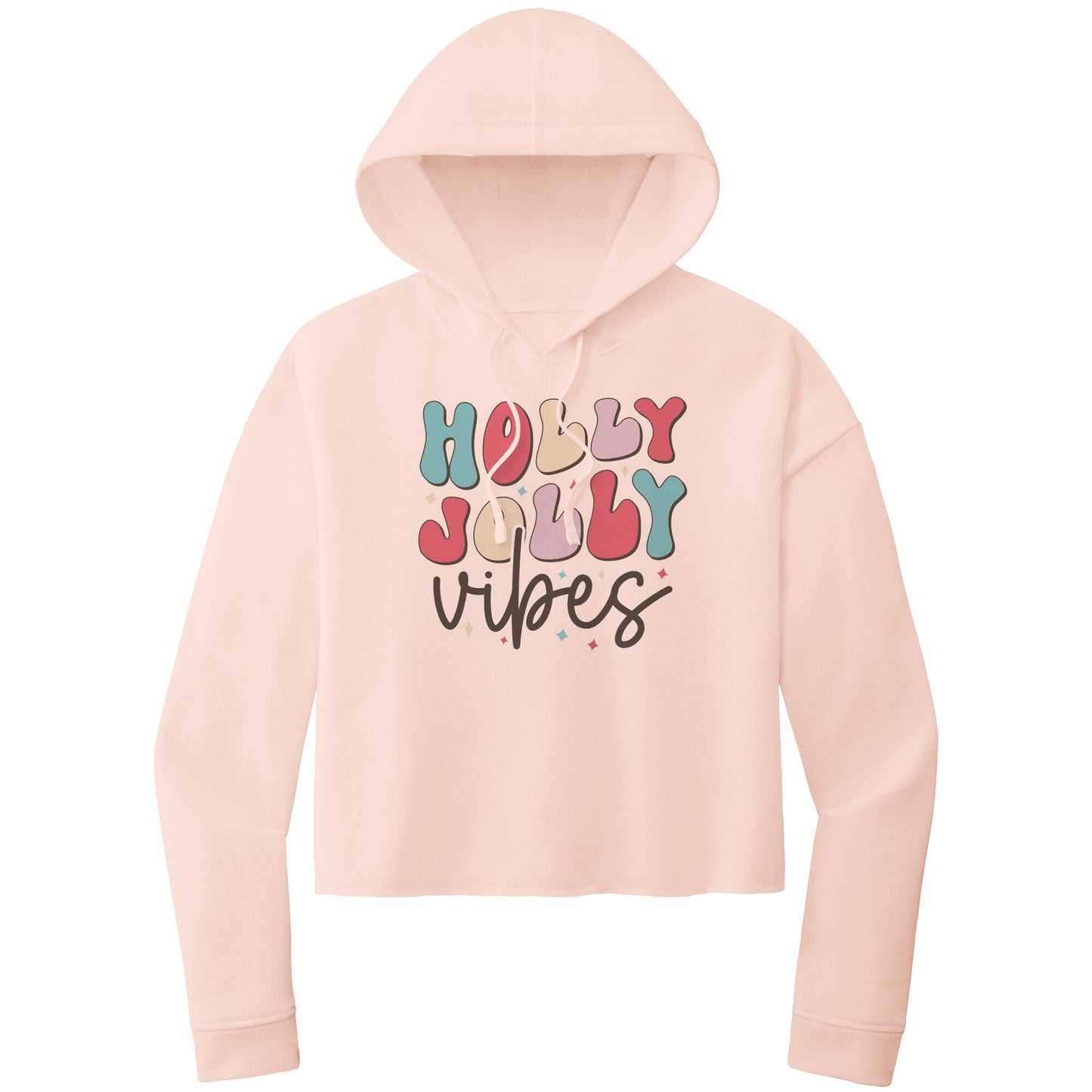 Christmas Crop Hoodie, Christmas Cropped Sweatshirt, Holly Jolly Vibes Christmas Cropped Hoodie