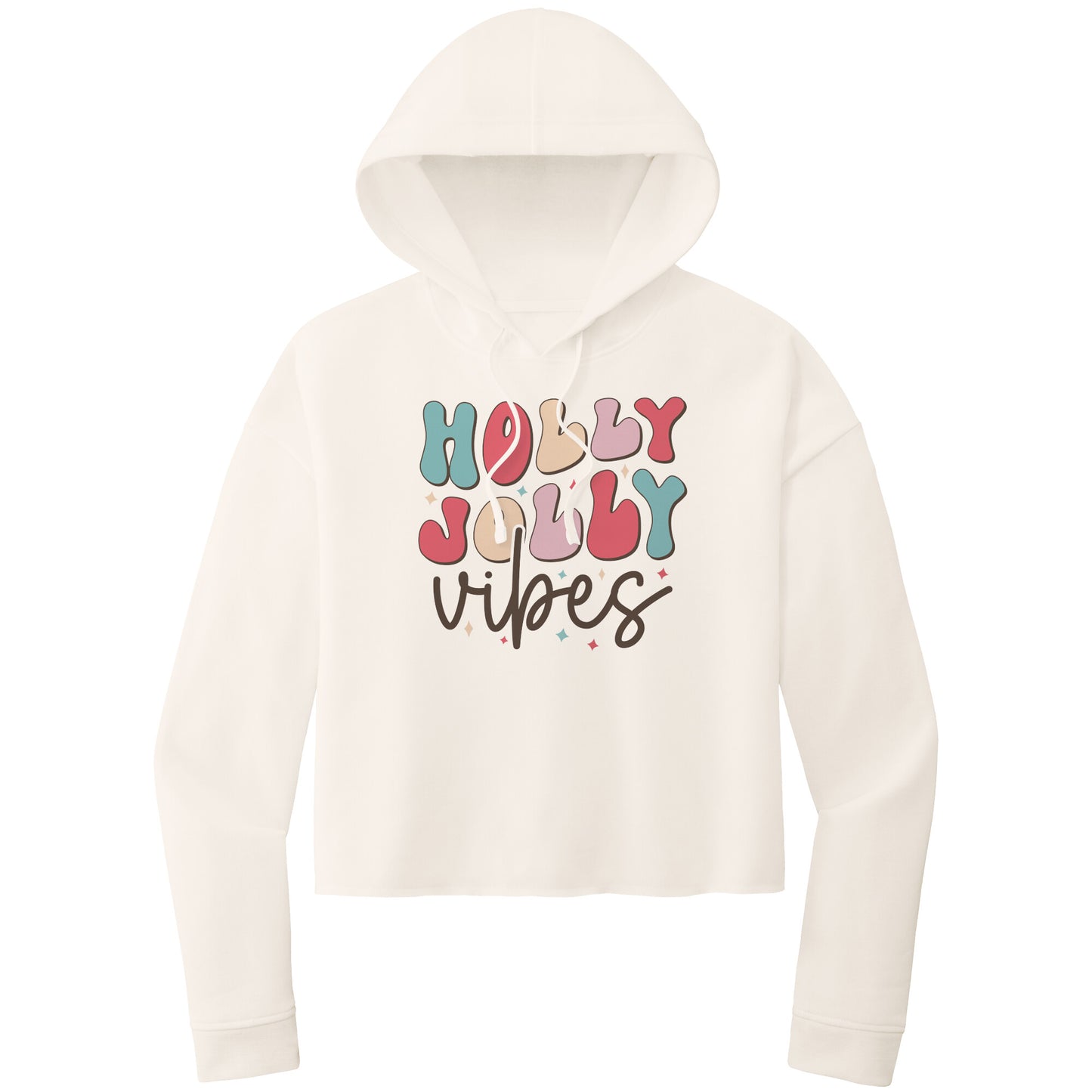 Christmas Crop Hoodie, Christmas Cropped Sweatshirt, Holly Jolly Vibes Christmas Cropped Hoodie