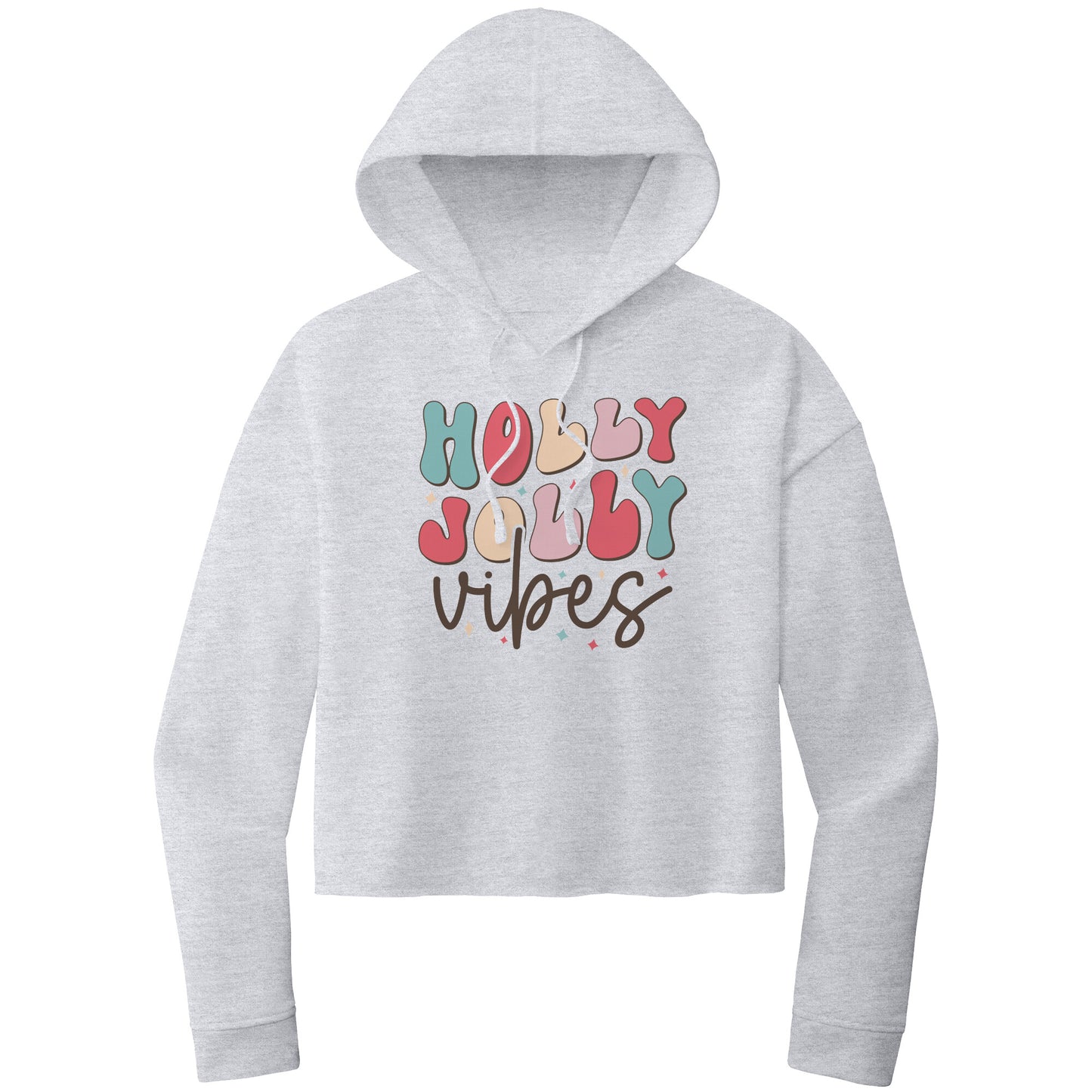 Christmas Crop Hoodie, Christmas Cropped Sweatshirt, Holly Jolly Vibes Christmas Cropped Hoodie
