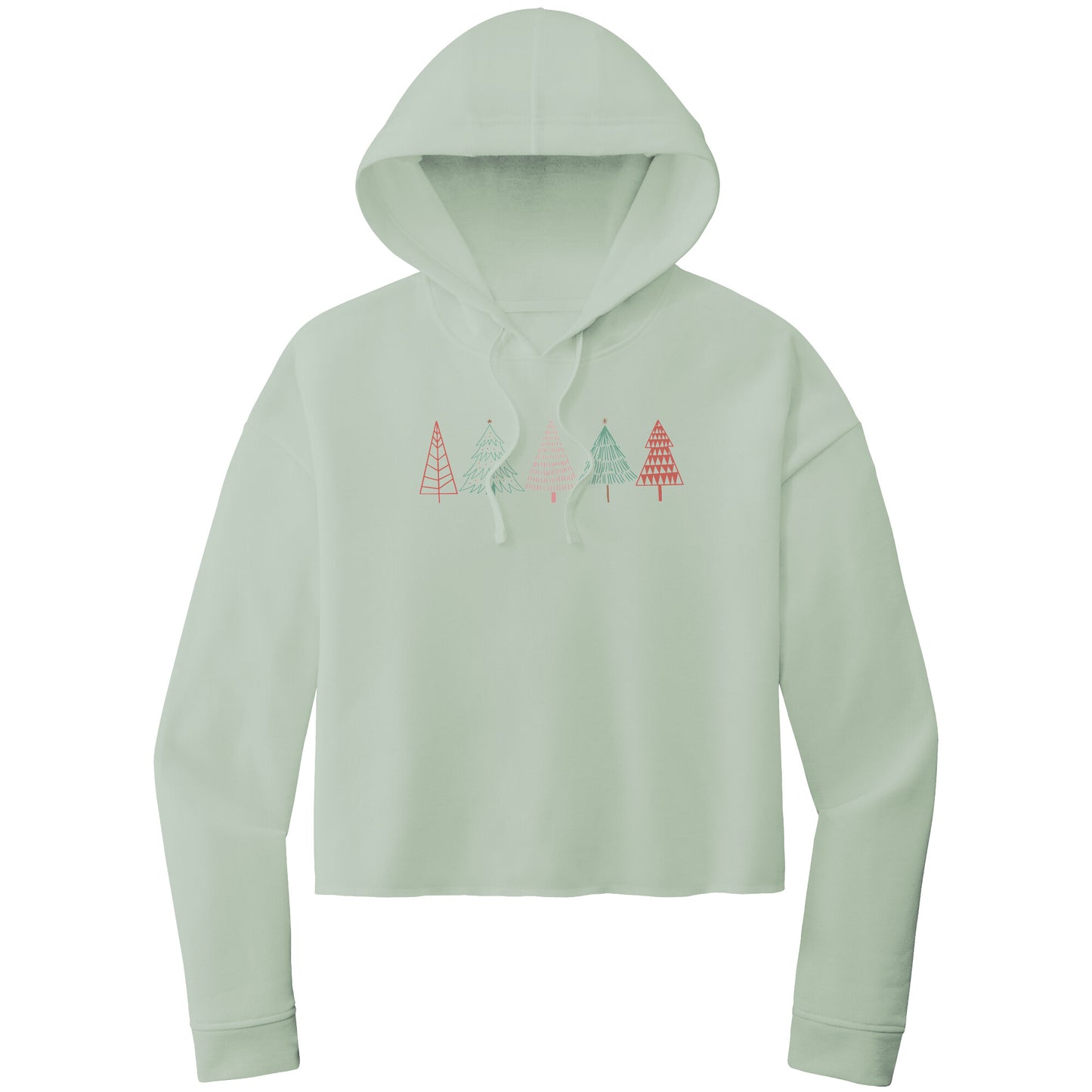 Christmas Crop Hoodie, Christmas Cropped Sweatshirt, Christmas Trees Christmas Cropped Hoodie