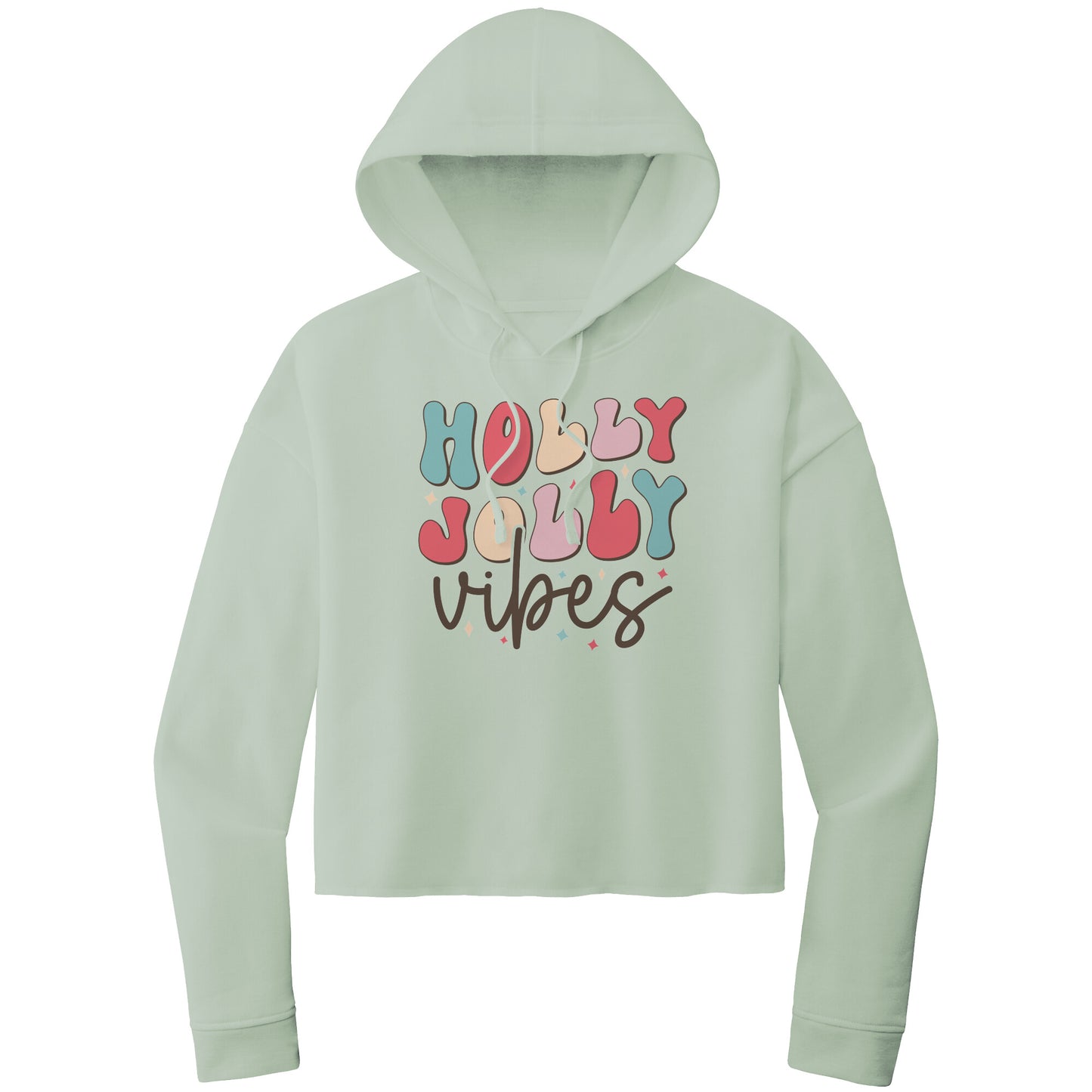 Christmas Crop Hoodie, Christmas Cropped Sweatshirt, Holly Jolly Vibes Christmas Cropped Hoodie