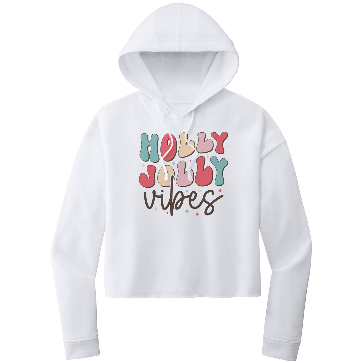 Christmas Crop Hoodie, Christmas Cropped Sweatshirt, Holly Jolly Vibes Christmas Cropped Hoodie