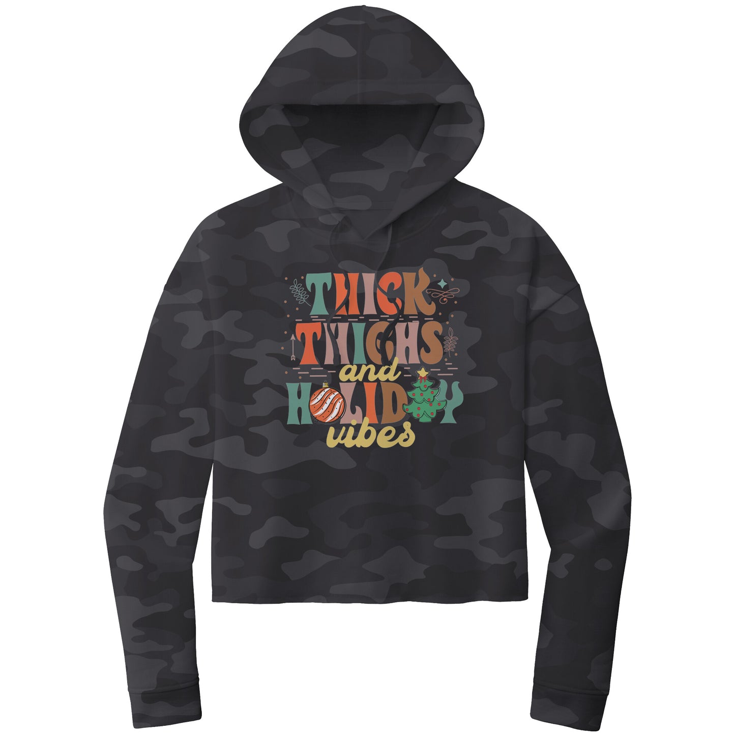 Thick Thighs and Holiday Vibes, Cropped Christmas Sweatshirt, Cropped Christmas Hoodie, Christmas Cropped Hoodie, Gift for Her