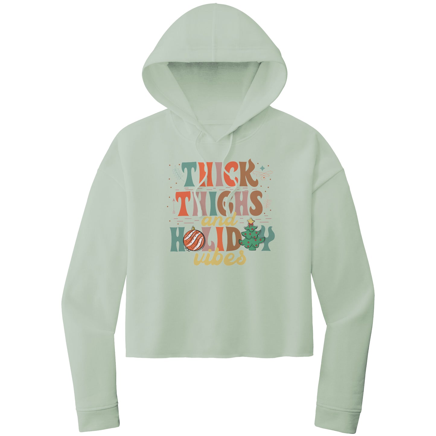 Thick Thighs and Holiday Vibes, Cropped Christmas Sweatshirt, Cropped Christmas Hoodie, Christmas Cropped Hoodie, Gift for Her