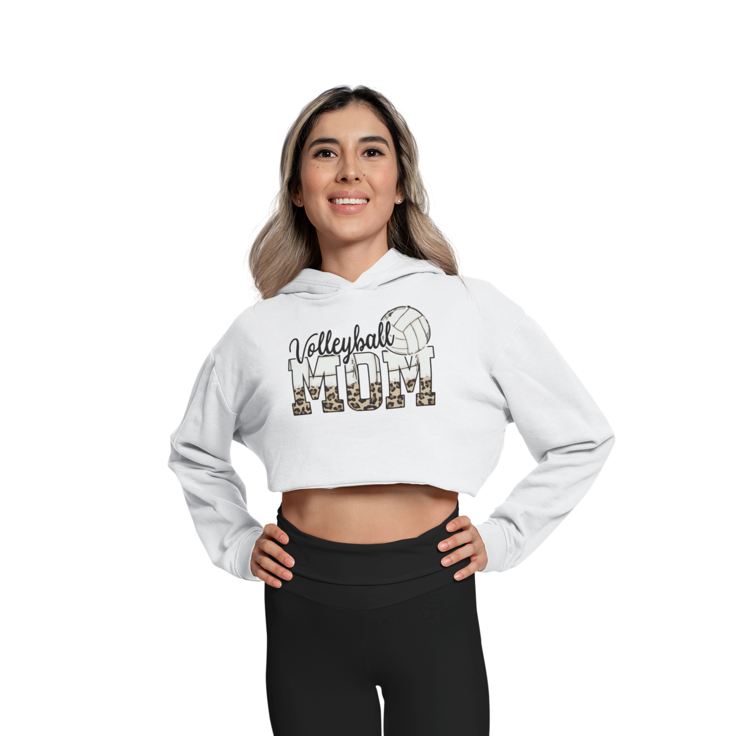 Volleyball Mom Cropped Sweatshirt, Leopard Volleyball Mom Hooded Sweatshirt, Volleyball Mom Shirt