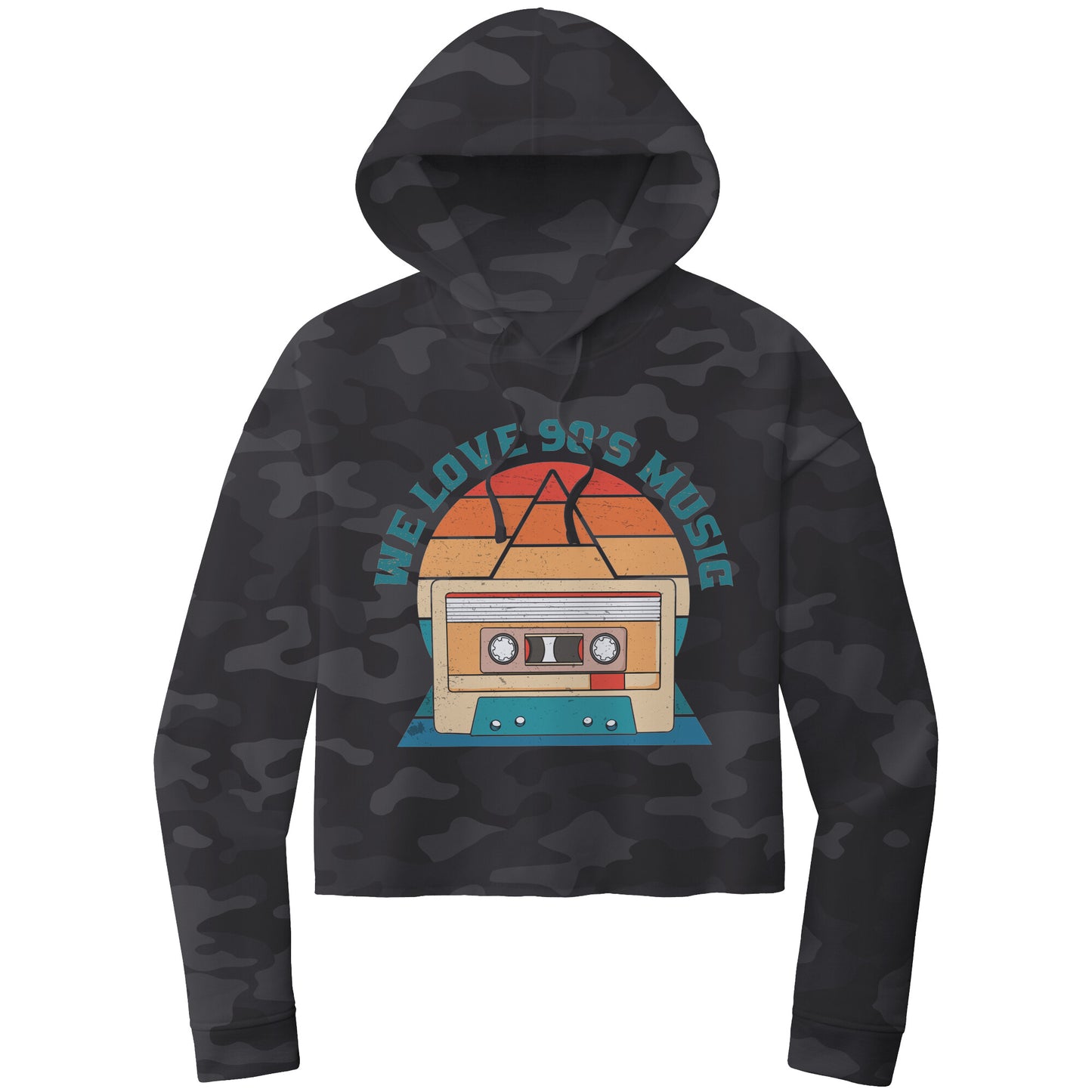We Love 90's Music Retro Cropped Hoodie, 90's Retro Cropped Hoodie, Retro Hoodie Sweatshirt, Cassette Tape Hoodie