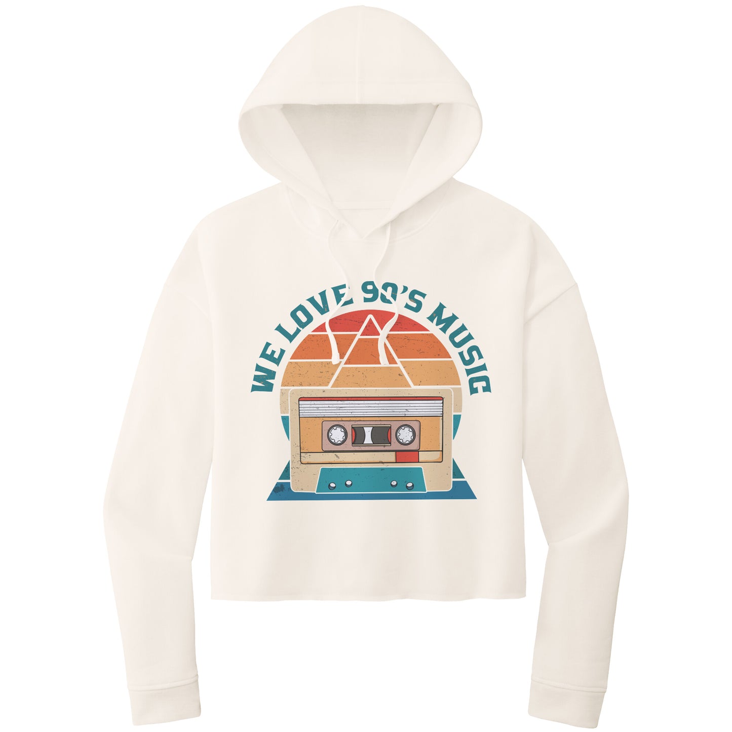 We Love 90's Music Retro Cropped Hoodie, 90's Retro Cropped Hoodie, Retro Hoodie Sweatshirt, Cassette Tape Hoodie