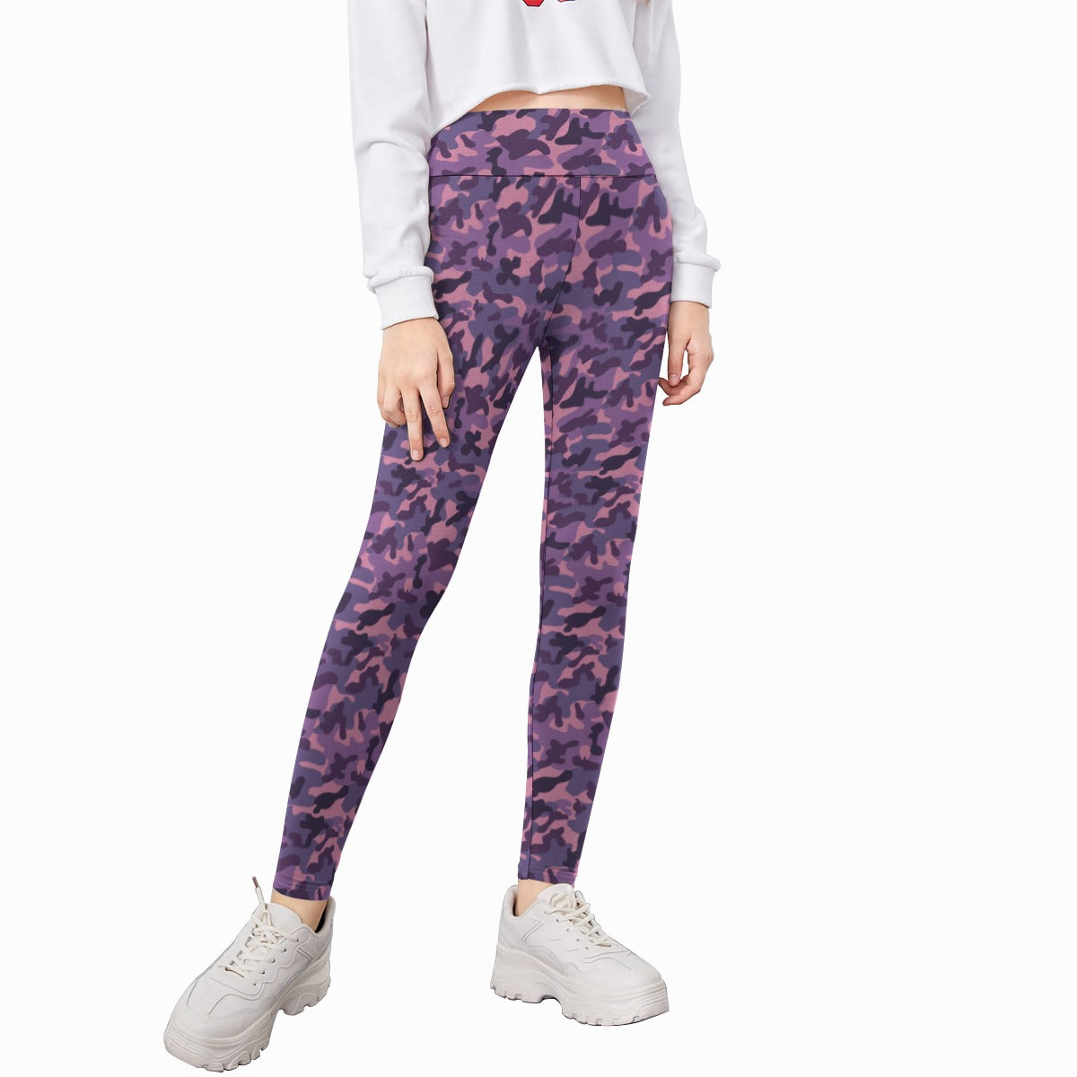 Purple Camouflage Girls' Athletic Hoodie Set