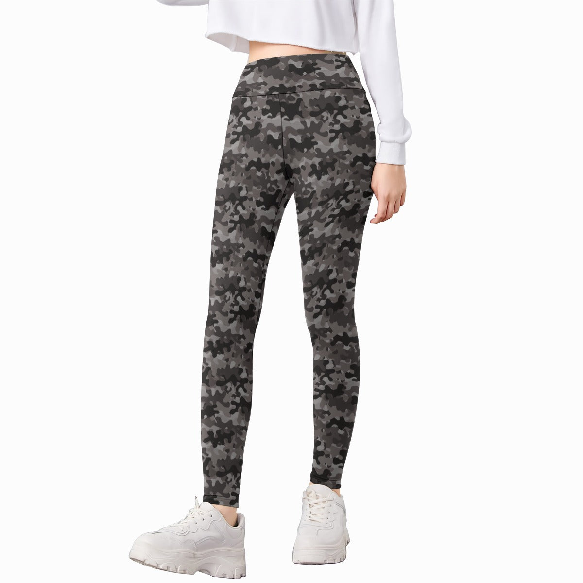 Charcoal Camouflage Girls' Athletic Hoodie Set