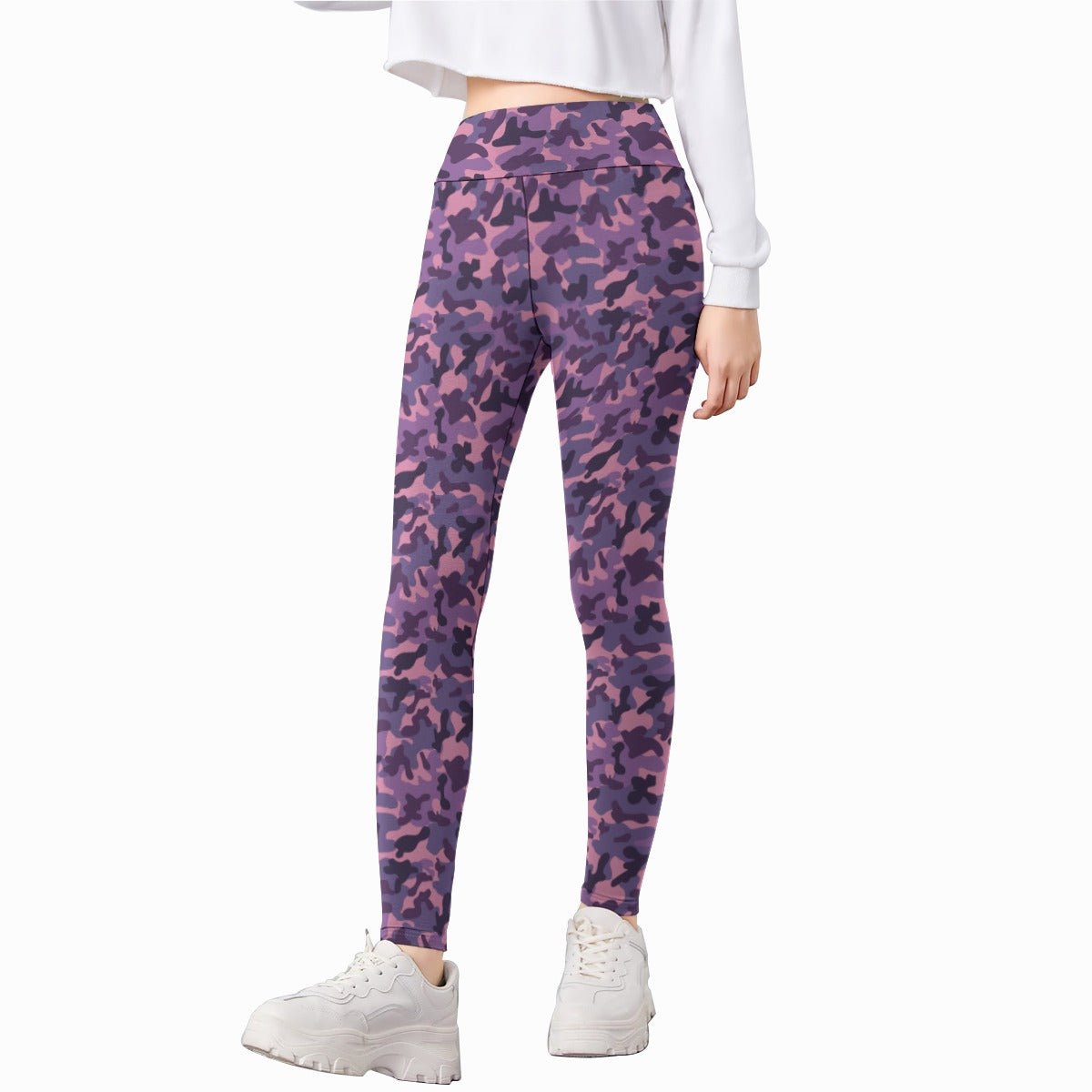 Purple Camouflage Girls' Athletic Hoodie Set