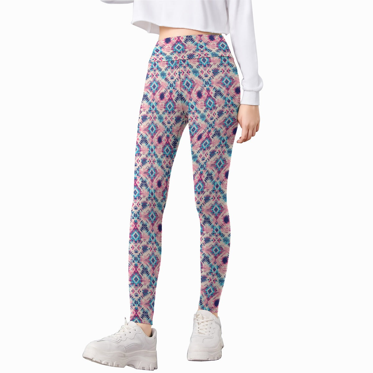 Pink and Blue Aztec Girls' Athletic Hoodie Set