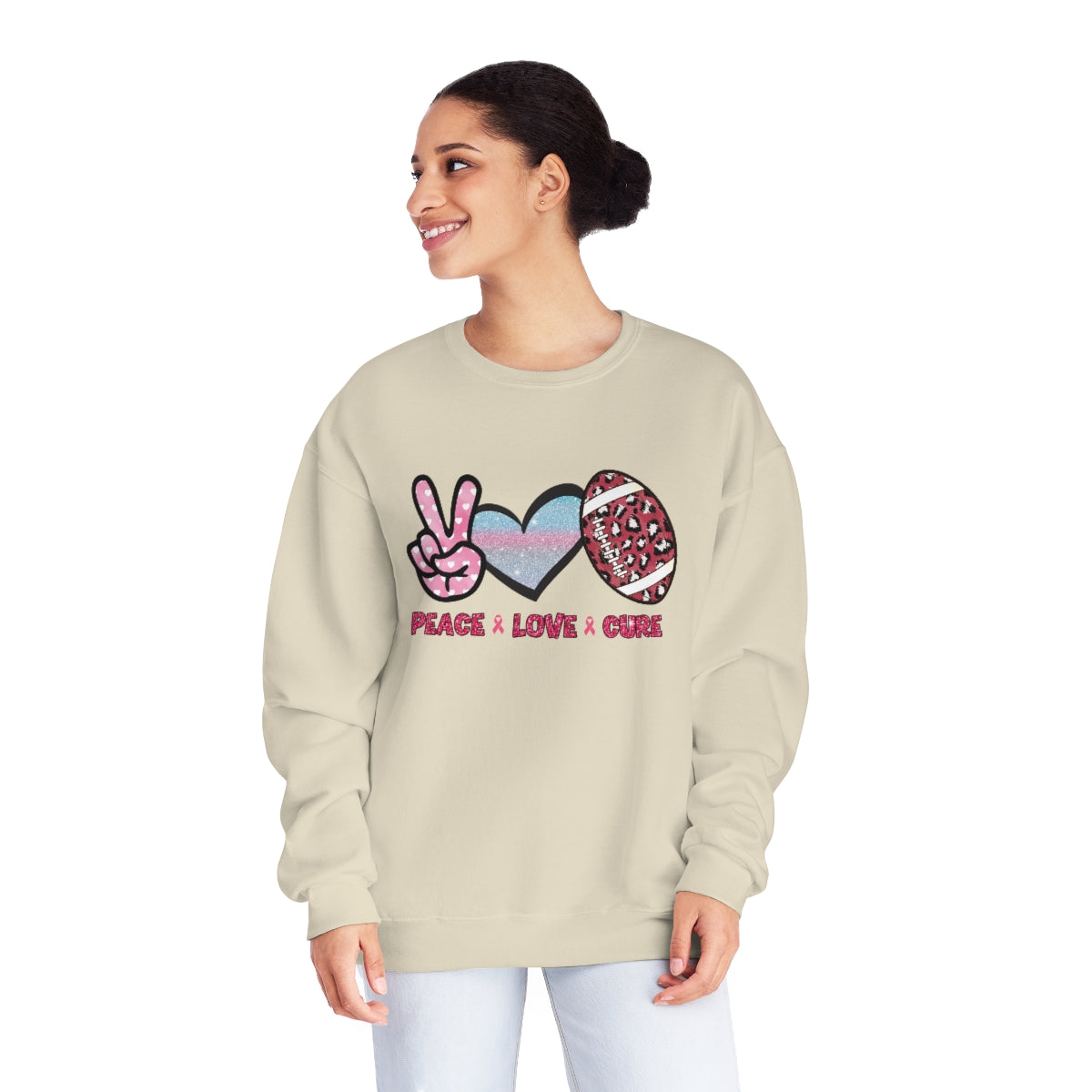 Breast Cancer Sweatshirt | Pink Ribbon Sweatshirt | Breast Cancer Awareness Sweatshirt | Football Sweatshirt | Fundraiser Crewneck