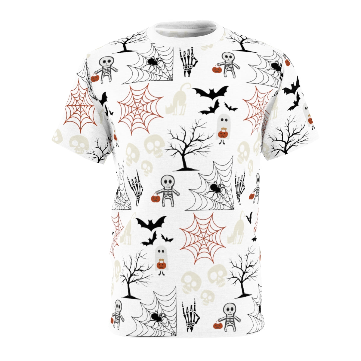 Halloween Pattern All Over Print Shirt | Spider Web | Spooky Halloween Shirt | Unisex AOP Shirt | Ghost Shirt | Skeleton Shirt |