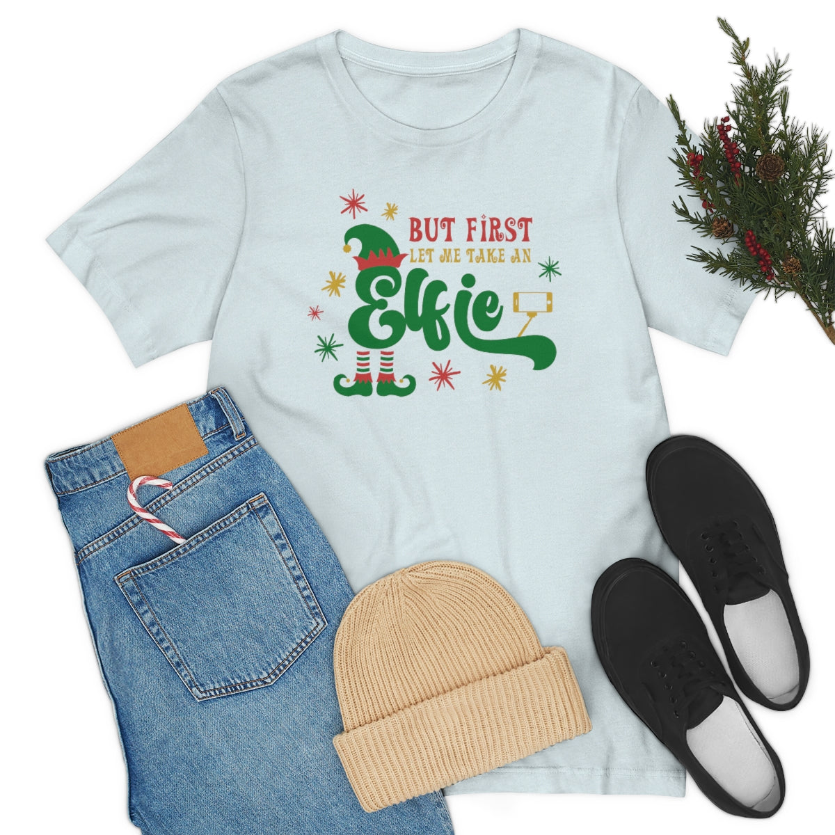 Elfie Shirt, Christmas Shirts for Women, Christmas Tee, Christmas TShirt, Shirts For Christmas, Cute Christmas t-shirt, Holiday Tee