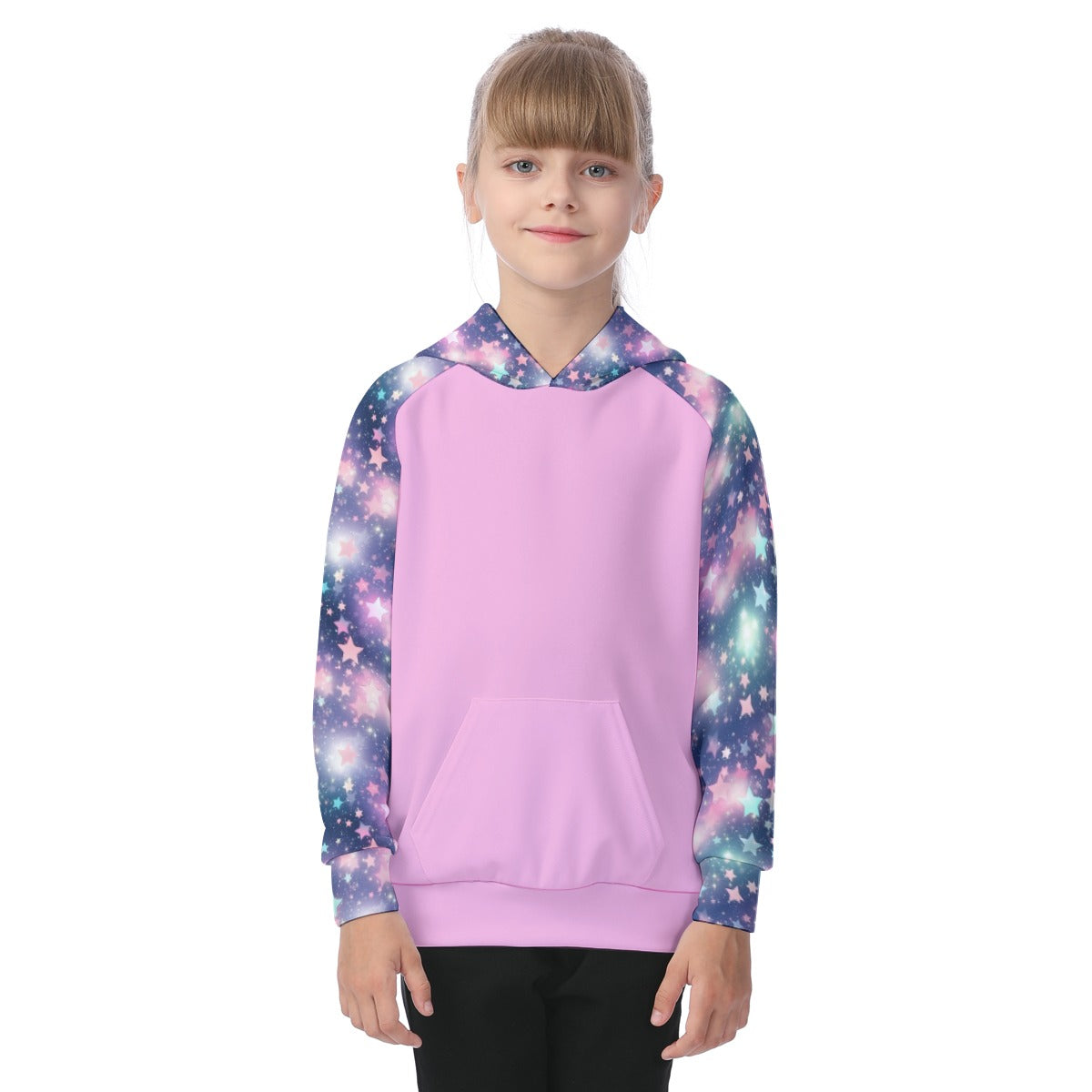 Pink and Blue Galaxy Stars Girls' Athletic Hoodie Set