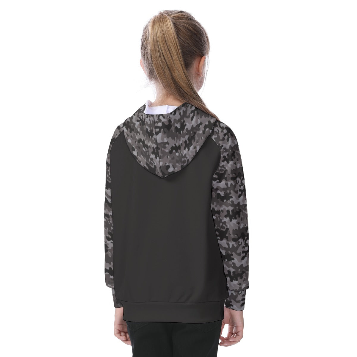 Charcoal Camouflage Girls' Athletic Hoodie Set