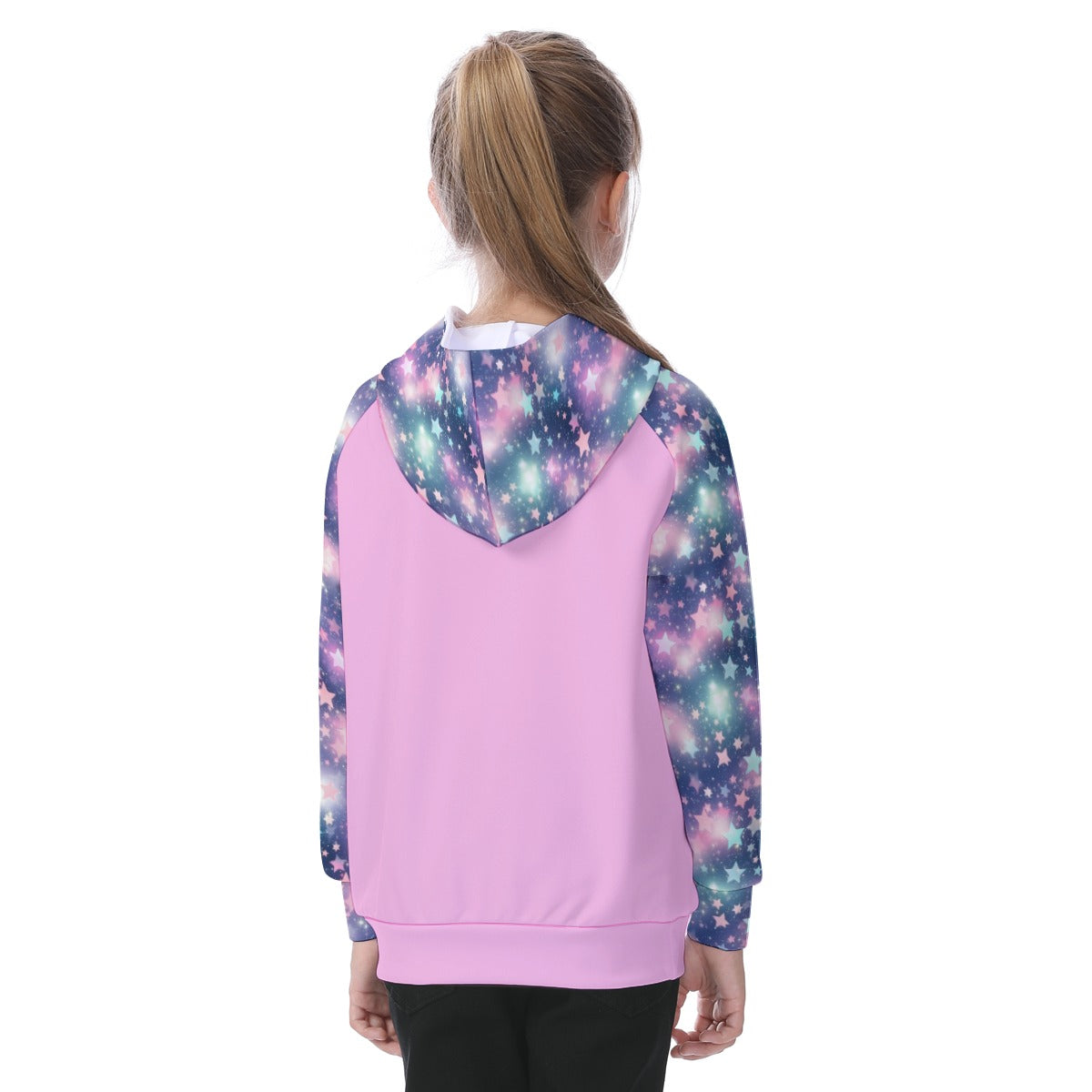 Pink and Blue Galaxy Stars Girls' Athletic Hoodie Set