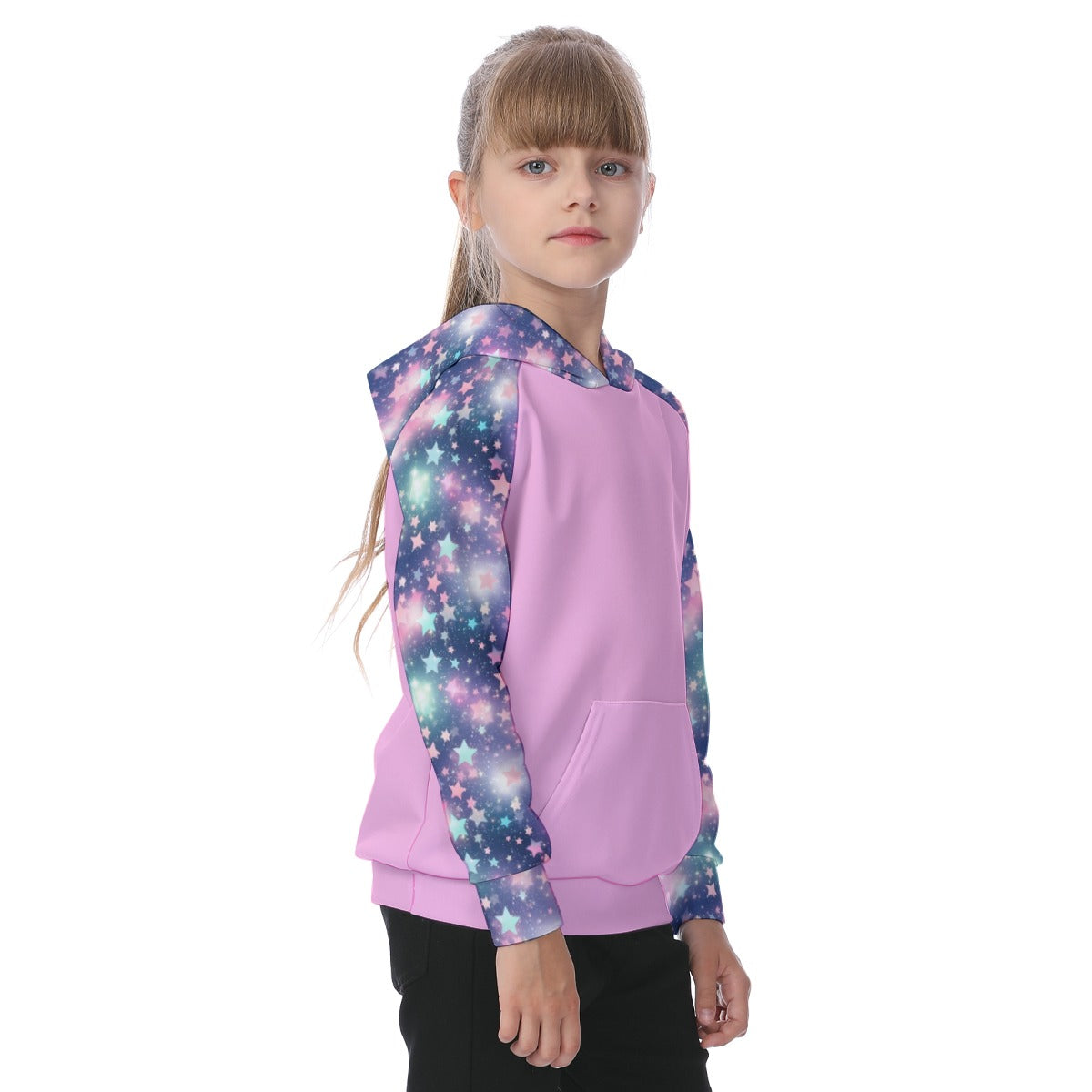 Pink and Blue Galaxy Stars Girls' Athletic Hoodie Set