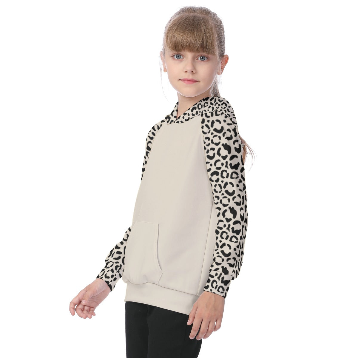 Leopard Print Girls' Athletic Hoodie Set