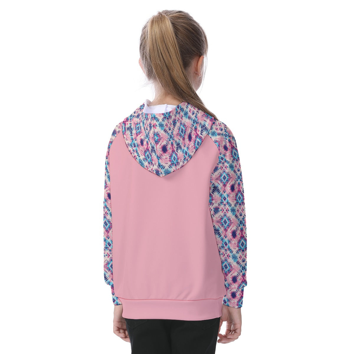 Pink and Blue Aztec Girls' Athletic Hoodie Set