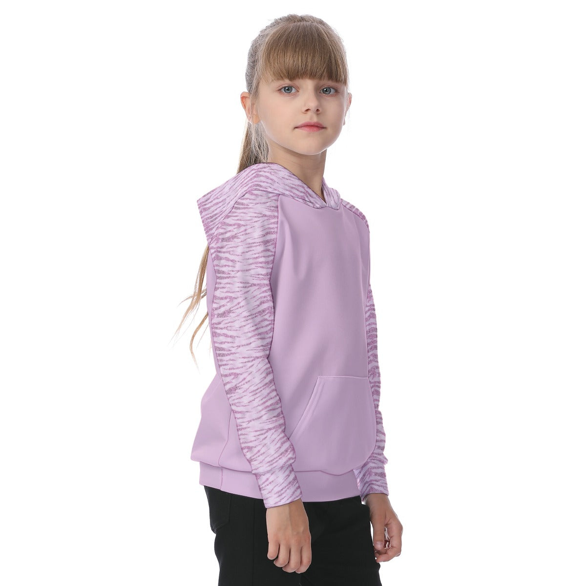 Pink Glitter Zebra Striped Girls' Athletic Hoodie Set