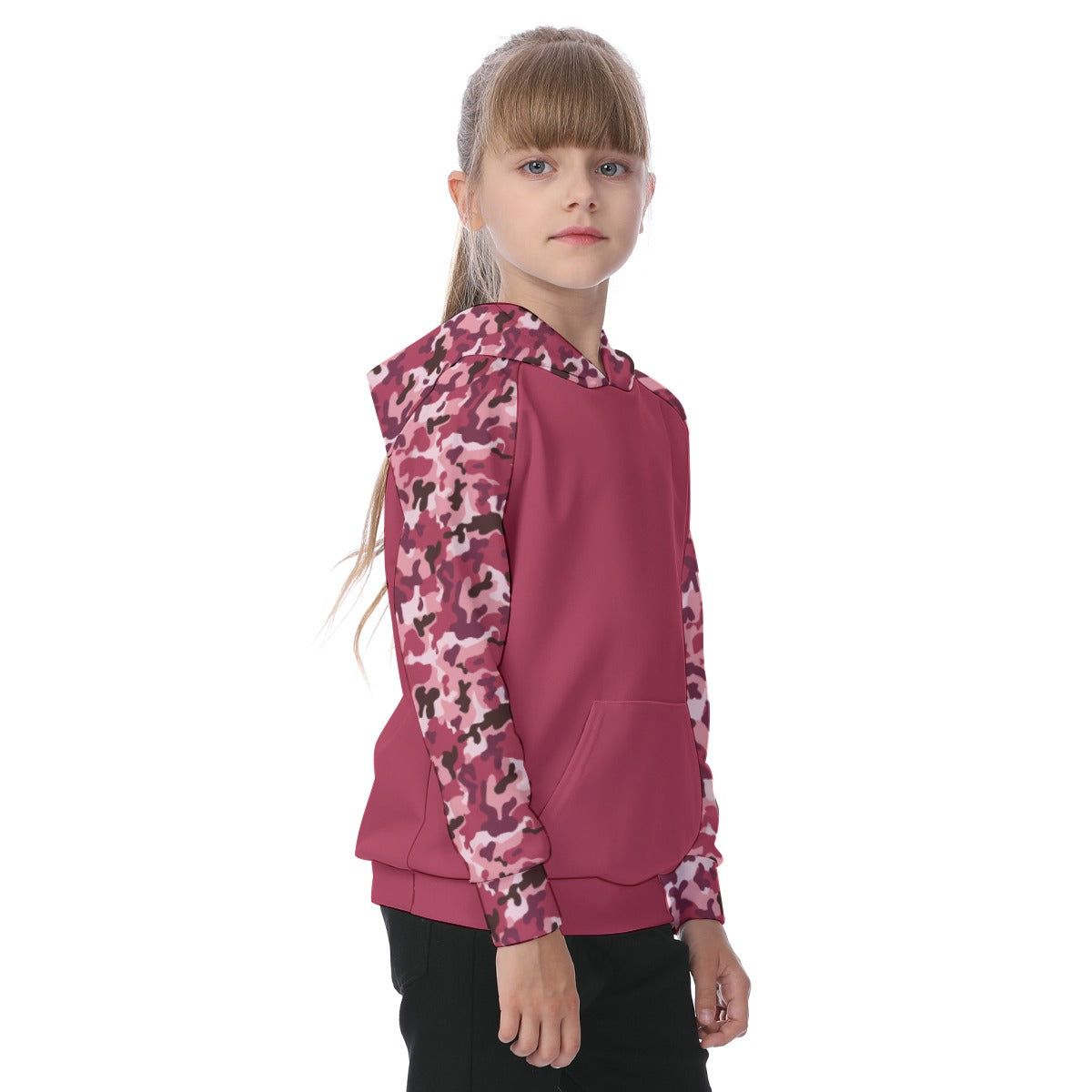 Red Camouflage Girls' Athletic Hoodie Set