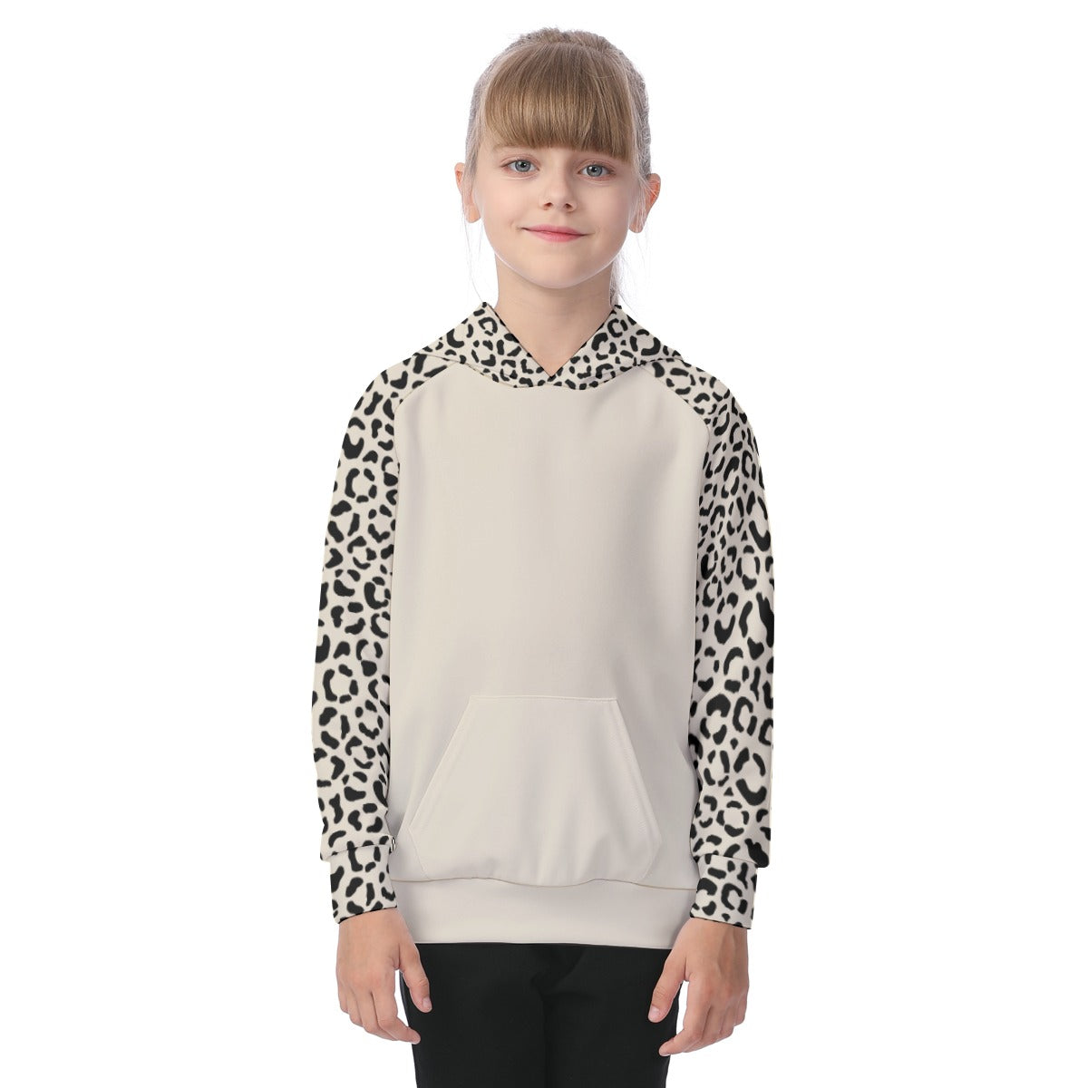 Leopard Print Girls' Athletic Hoodie Set