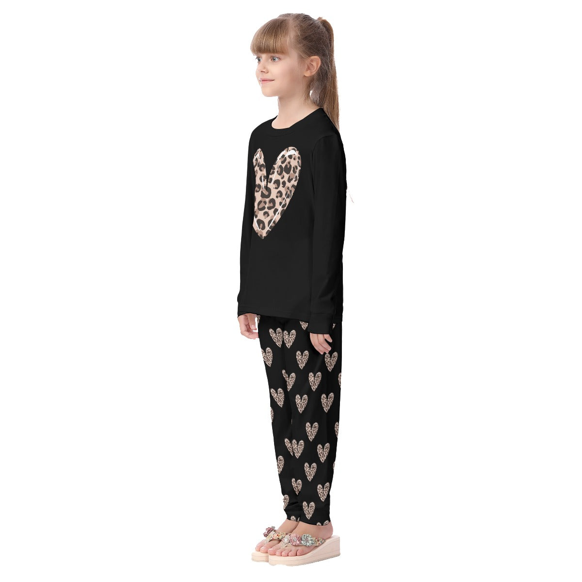 Designs by Em - Leopard Heart Youth Stretch Pajamas