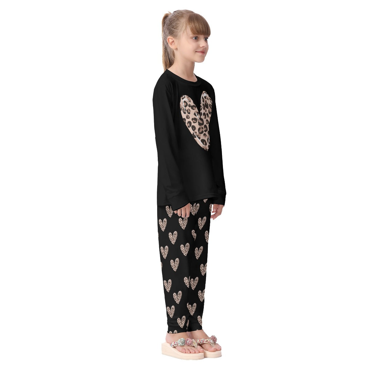 Designs by Em - Leopard Heart Youth Stretch Pajamas