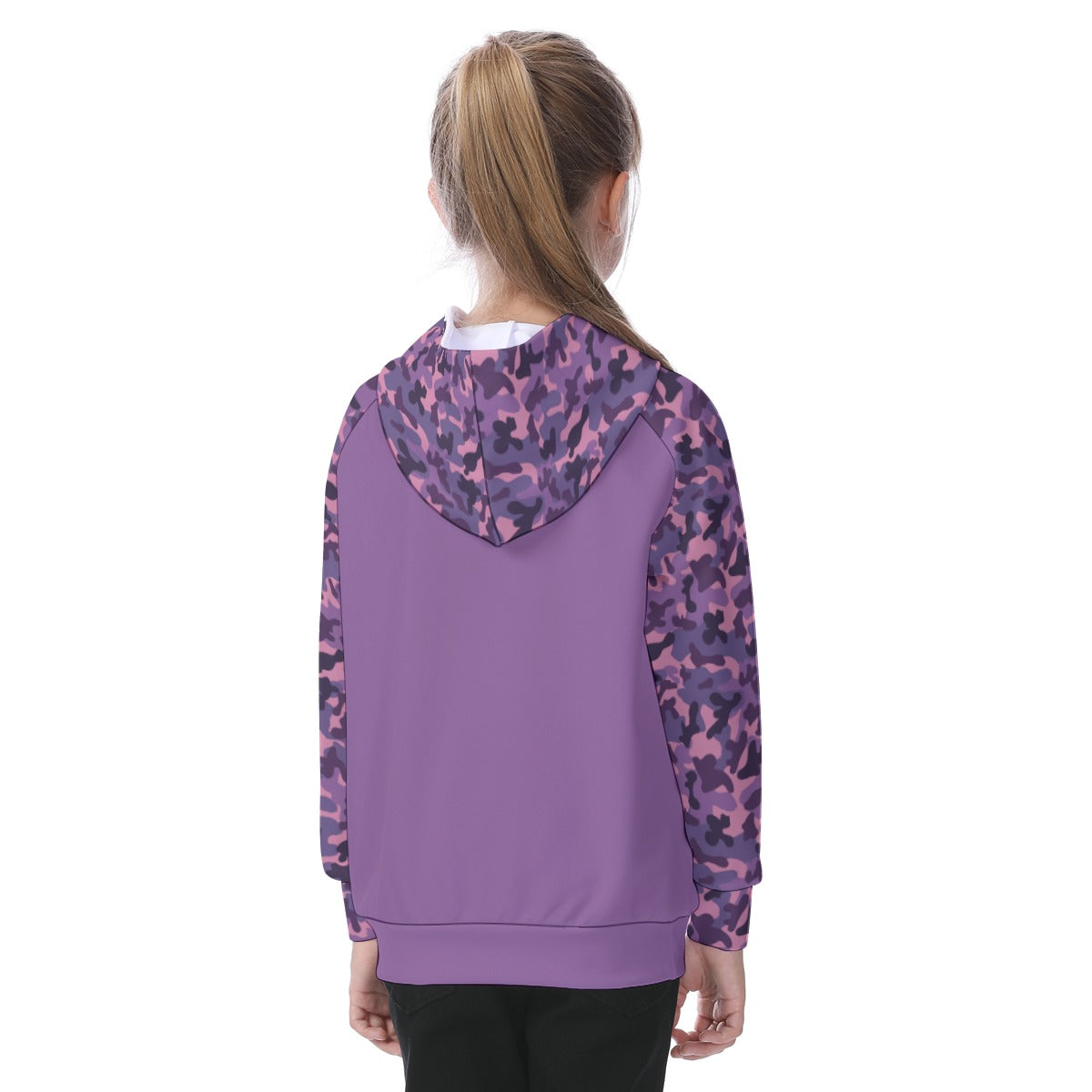 Purple Camouflage Girls' Athletic Hoodie Set