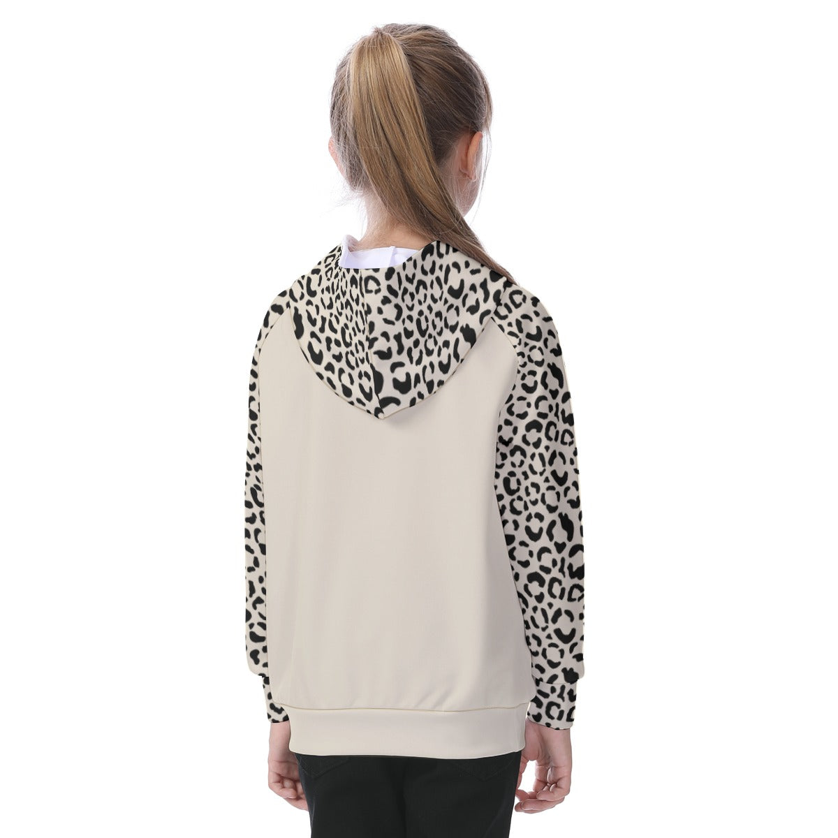 Leopard Print Girls' Athletic Hoodie Set