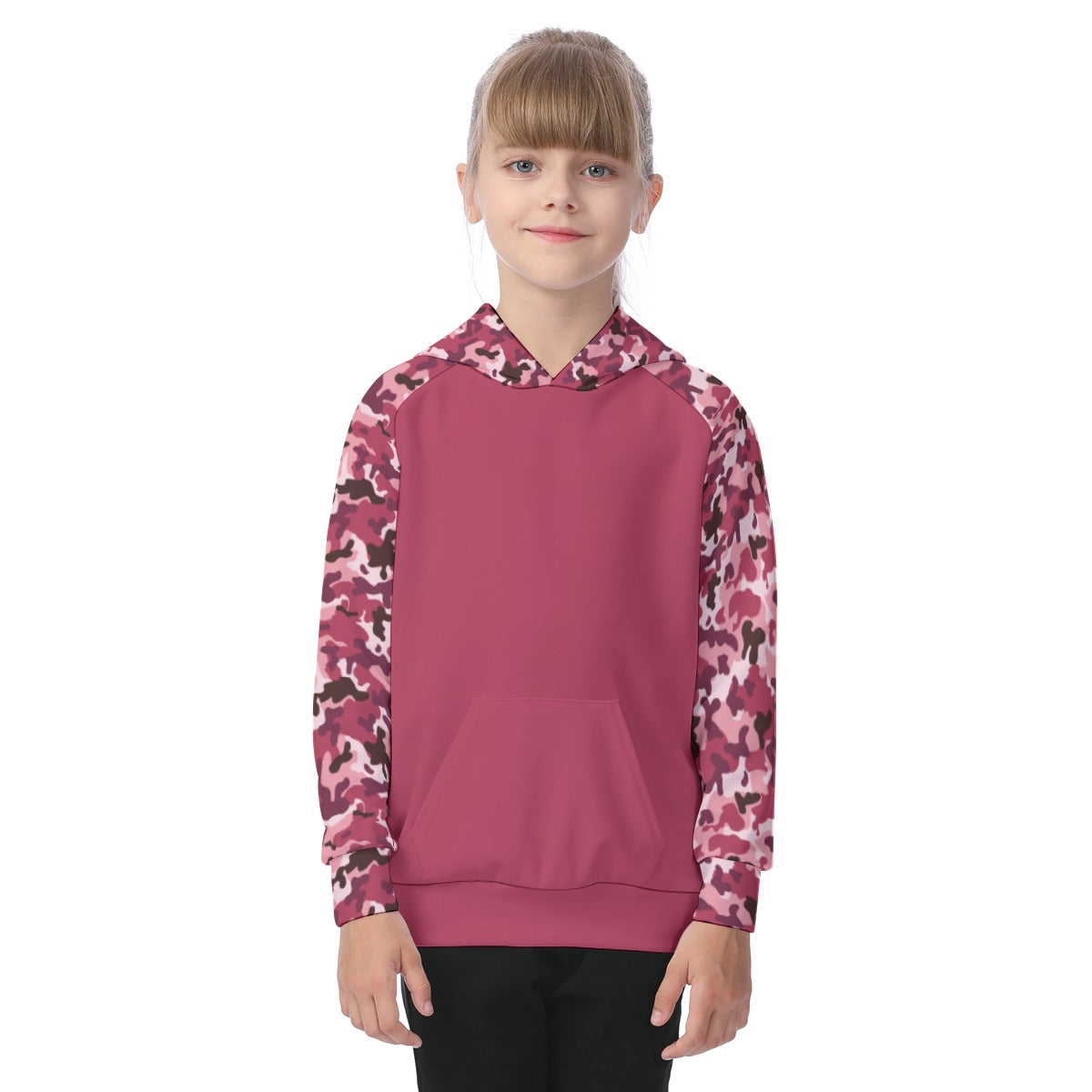 Red Camouflage Girls' Athletic Hoodie Set