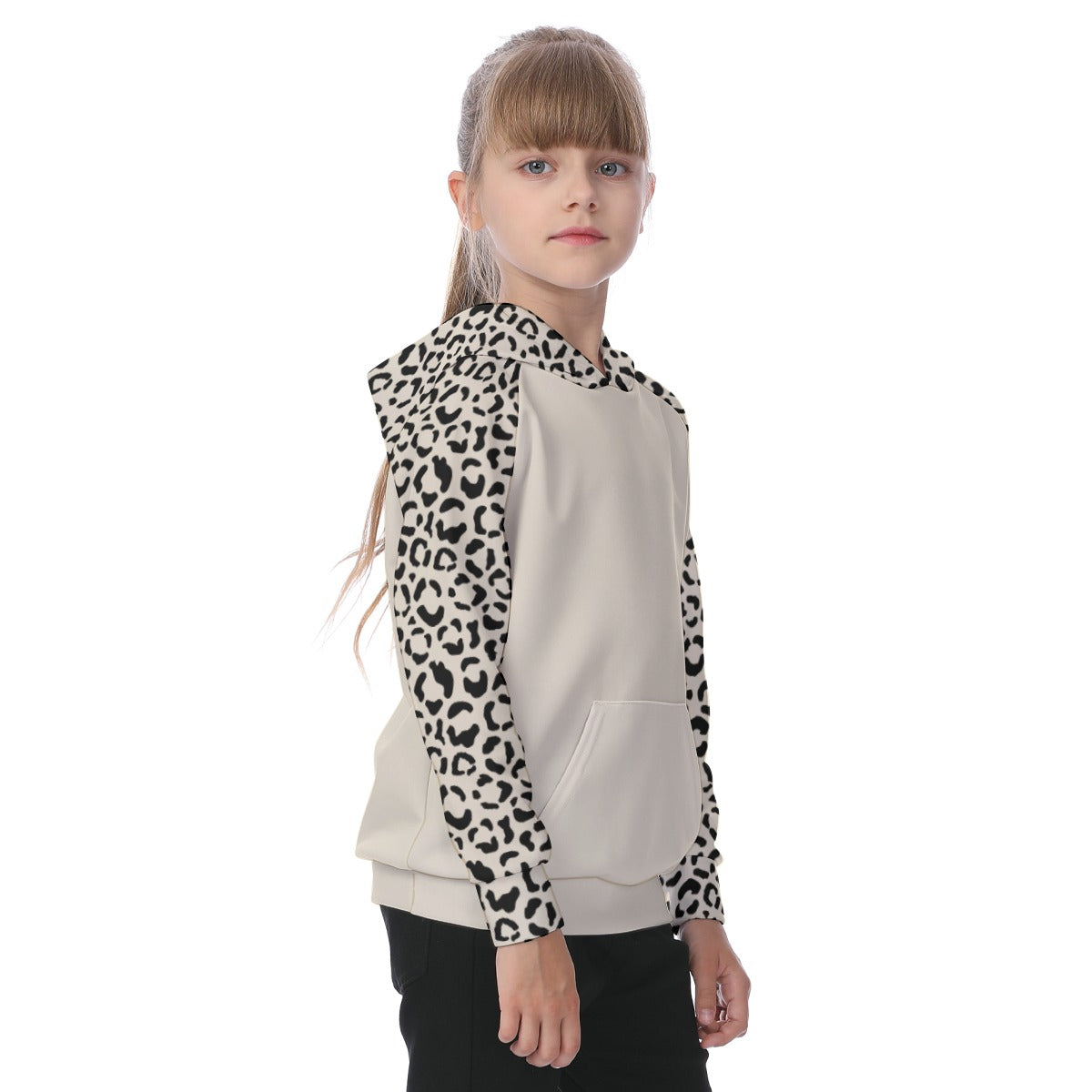 Leopard Print Girls' Athletic Hoodie Set