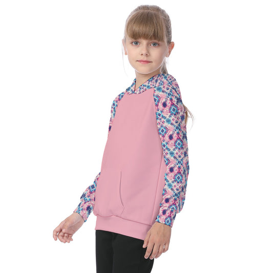 Pink and Blue Aztec Girls' Athletic Hoodie Set