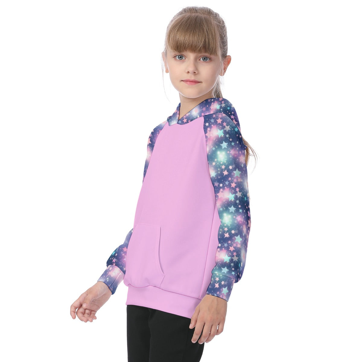 Pink and Blue Galaxy Stars Girls' Athletic Hoodie Set