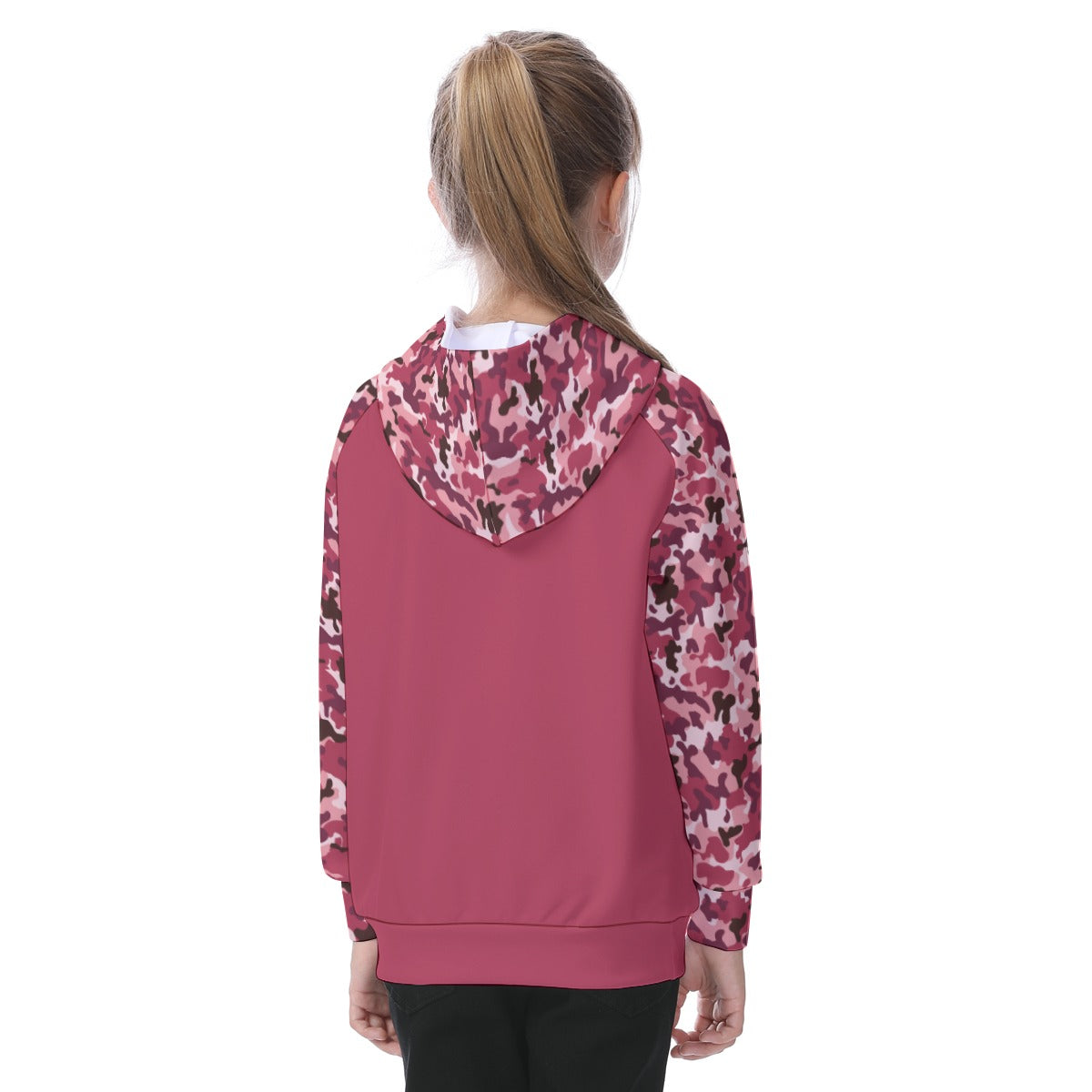 Red Camouflage Girls' Athletic Hoodie Set