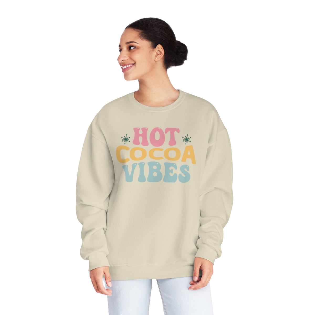 Hot Cocoa Vibes Hippie Christmas Sweatshirt, Christmas Shirts for Women, Shirts for Christmas