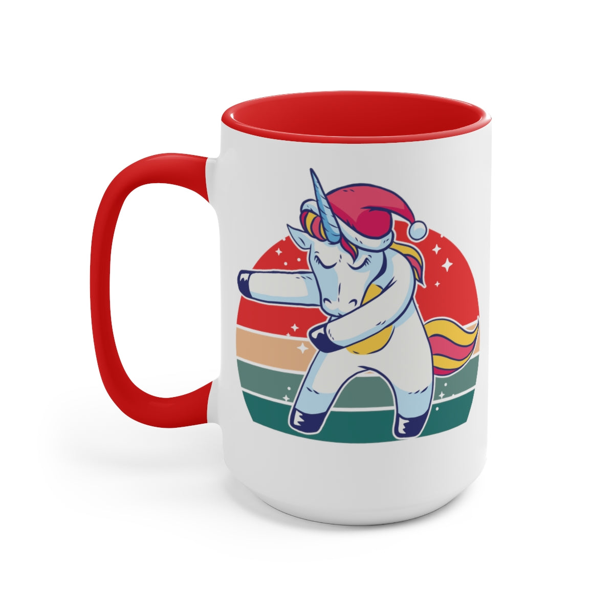 15oz Two Tone Christmas Coffee Mug, Unicorn Dab Christmas Mug, Christmas Mug, Unicorn Mug, Merry Christmas Mug