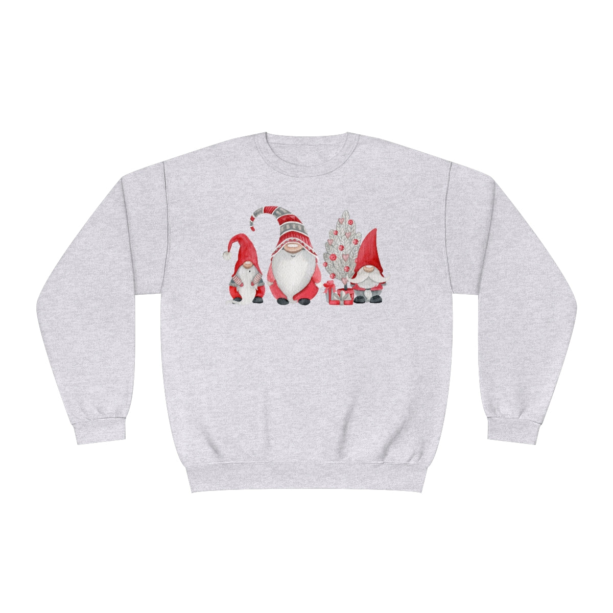 Grey and Red Watercolor Christmas Gnomes Sweatshirt, Christmas Sweatshirt, Gnome Shirt, Christmas Tree Shirt, Holiday Shirt