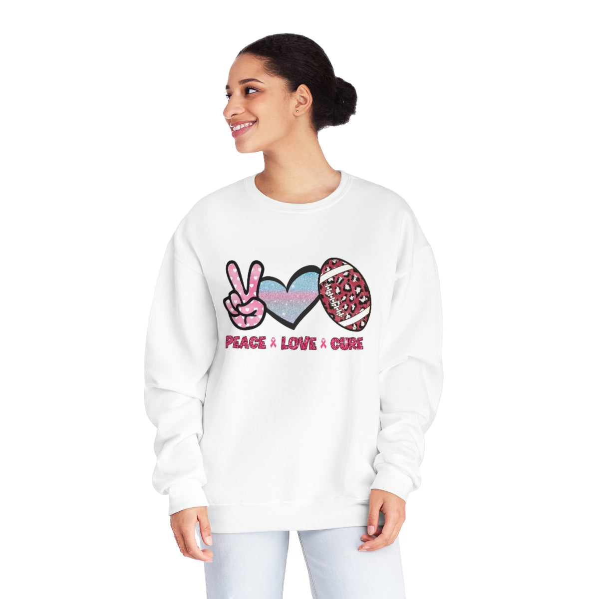 Breast Cancer Sweatshirt | Pink Ribbon Sweatshirt | Breast Cancer Awareness Sweatshirt | Football Sweatshirt | Fundraiser Crewneck