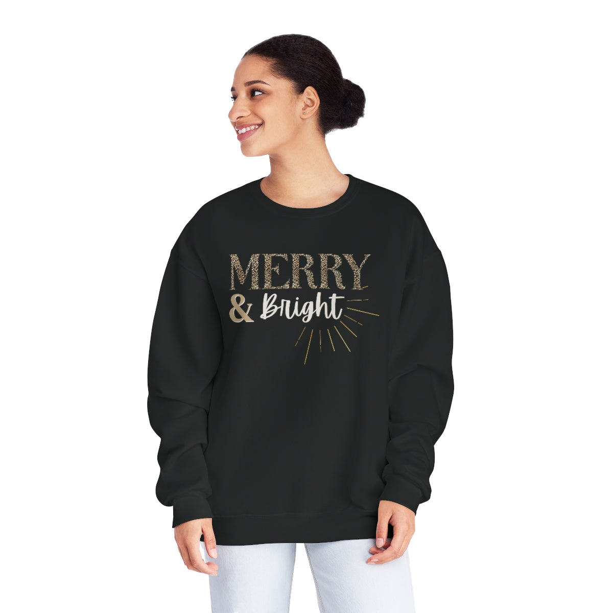 Merry and Bright Christmas Sweatshirt, Leopard Christmas Shirt, Holiday Sweatshirt, Merry Christmas Sweatshirt, Christmas Family Sweatshirt