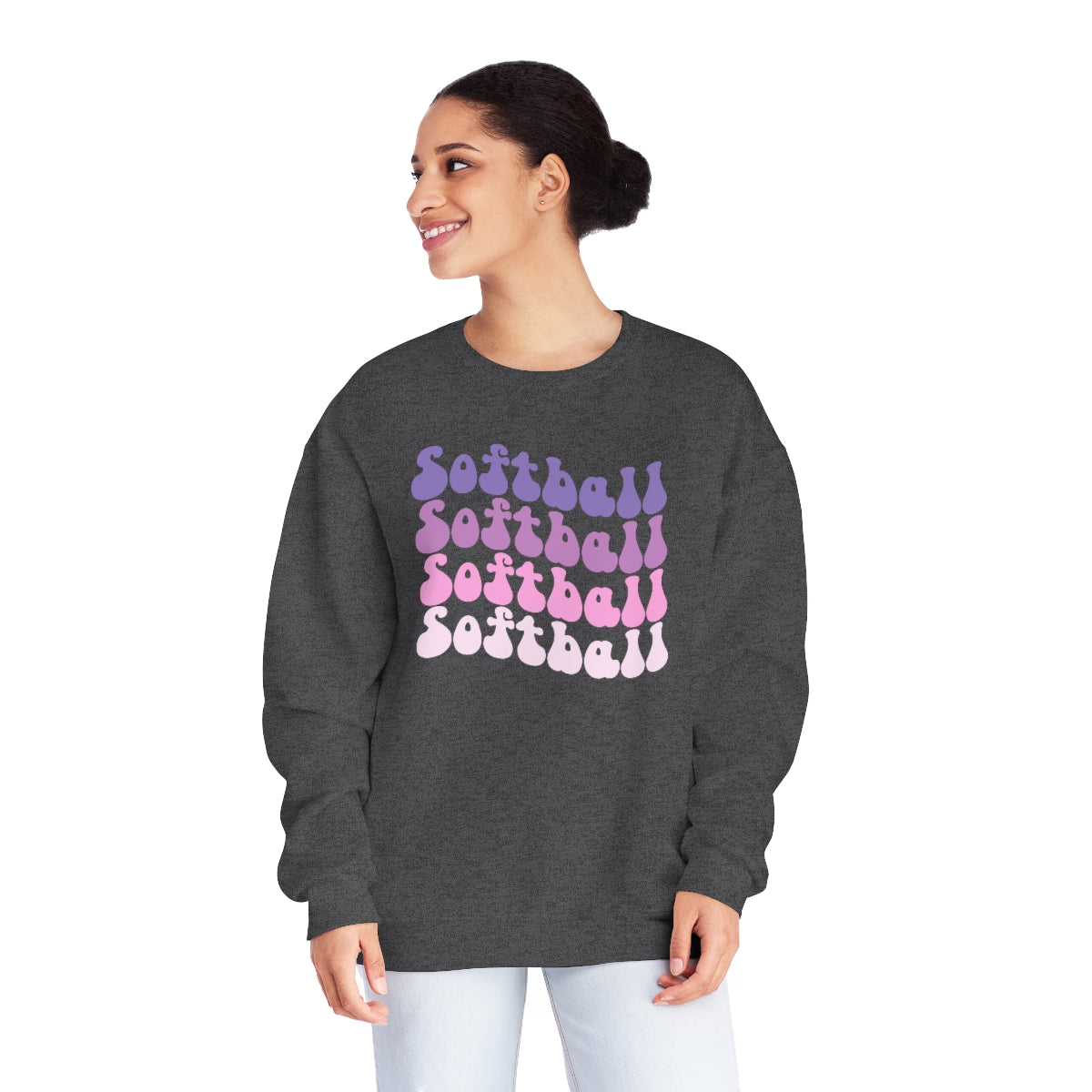 Hippie Text Softball Sweatshirt | Softball tees | Women's softball Shirt | Cute softball shirts | Groovy Text | Team gifts